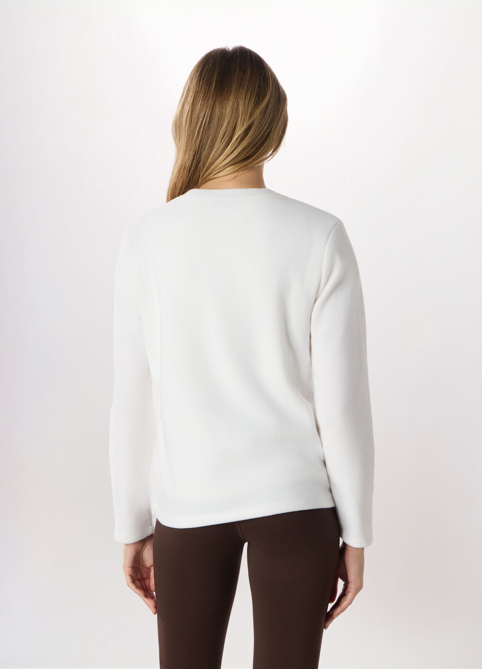 Felpa girocollo in pile donna_1