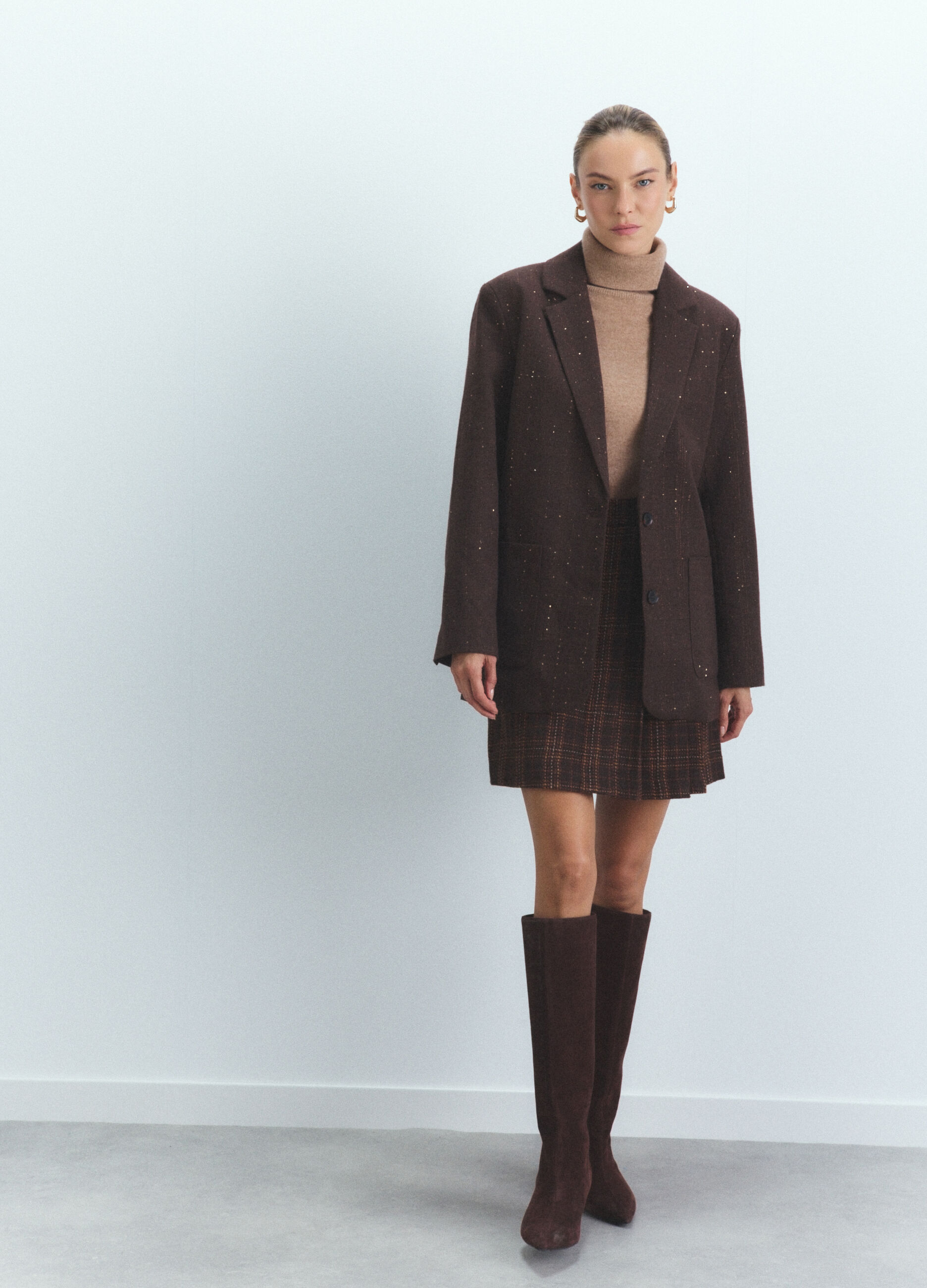 Blazer con collo reverse misto lana donna_0