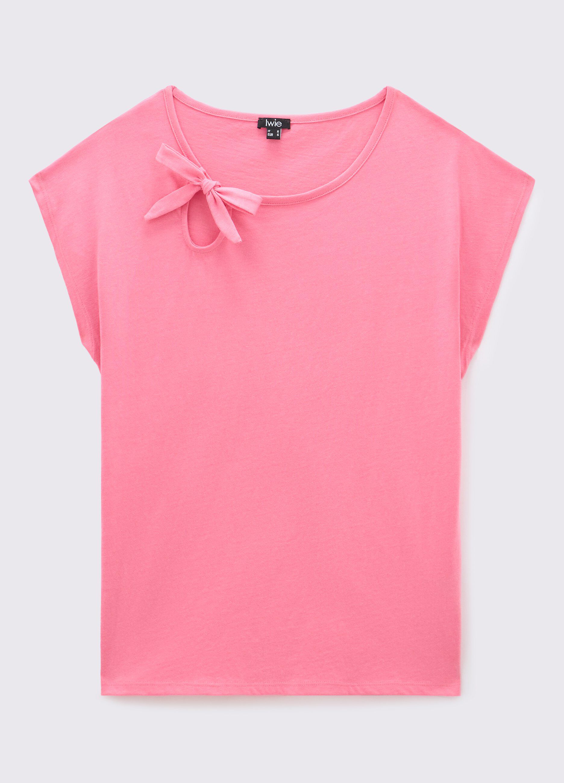 T-shirt in puro cotone con cut out donna_0