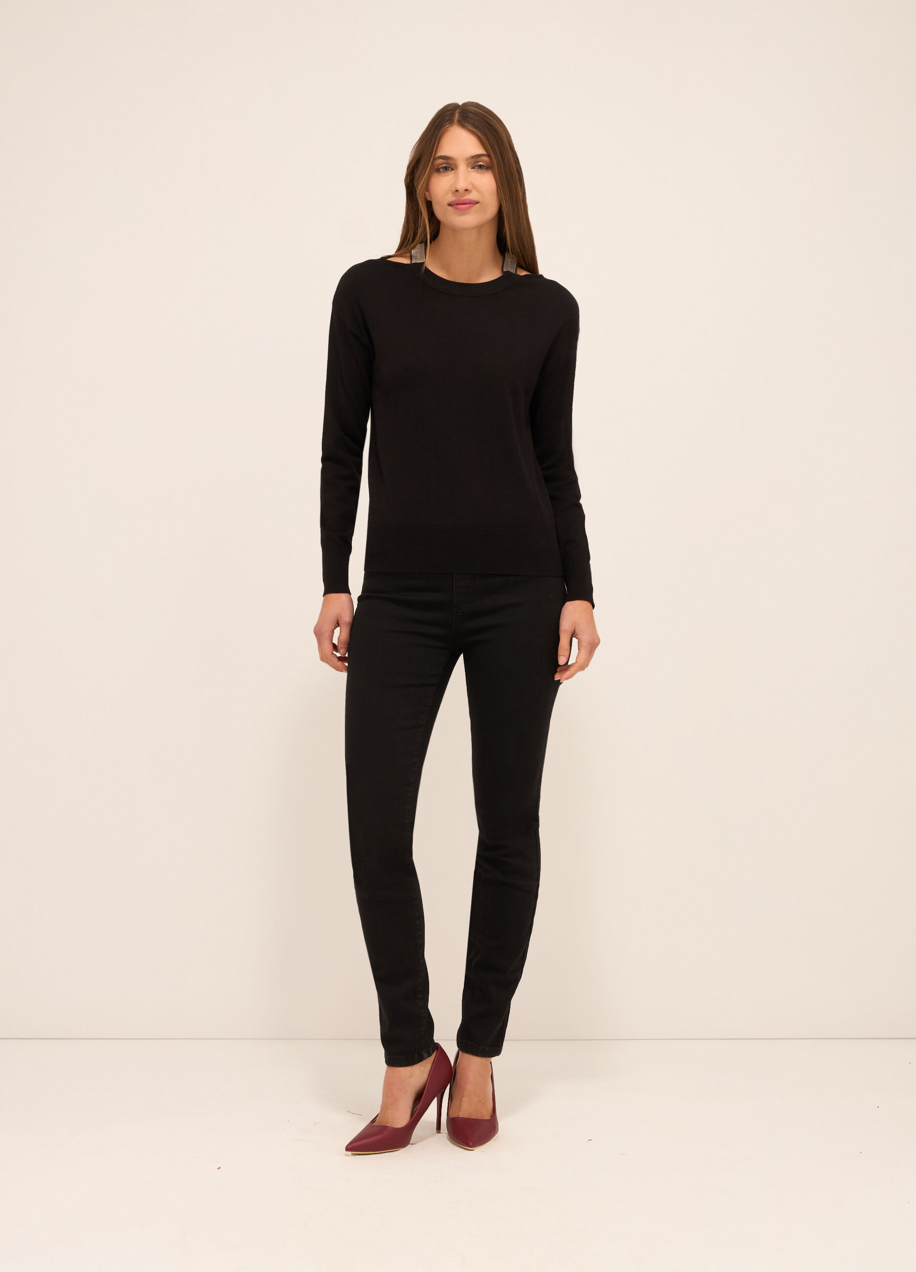 Jeggings in stretch denim di misto cotone donna_0