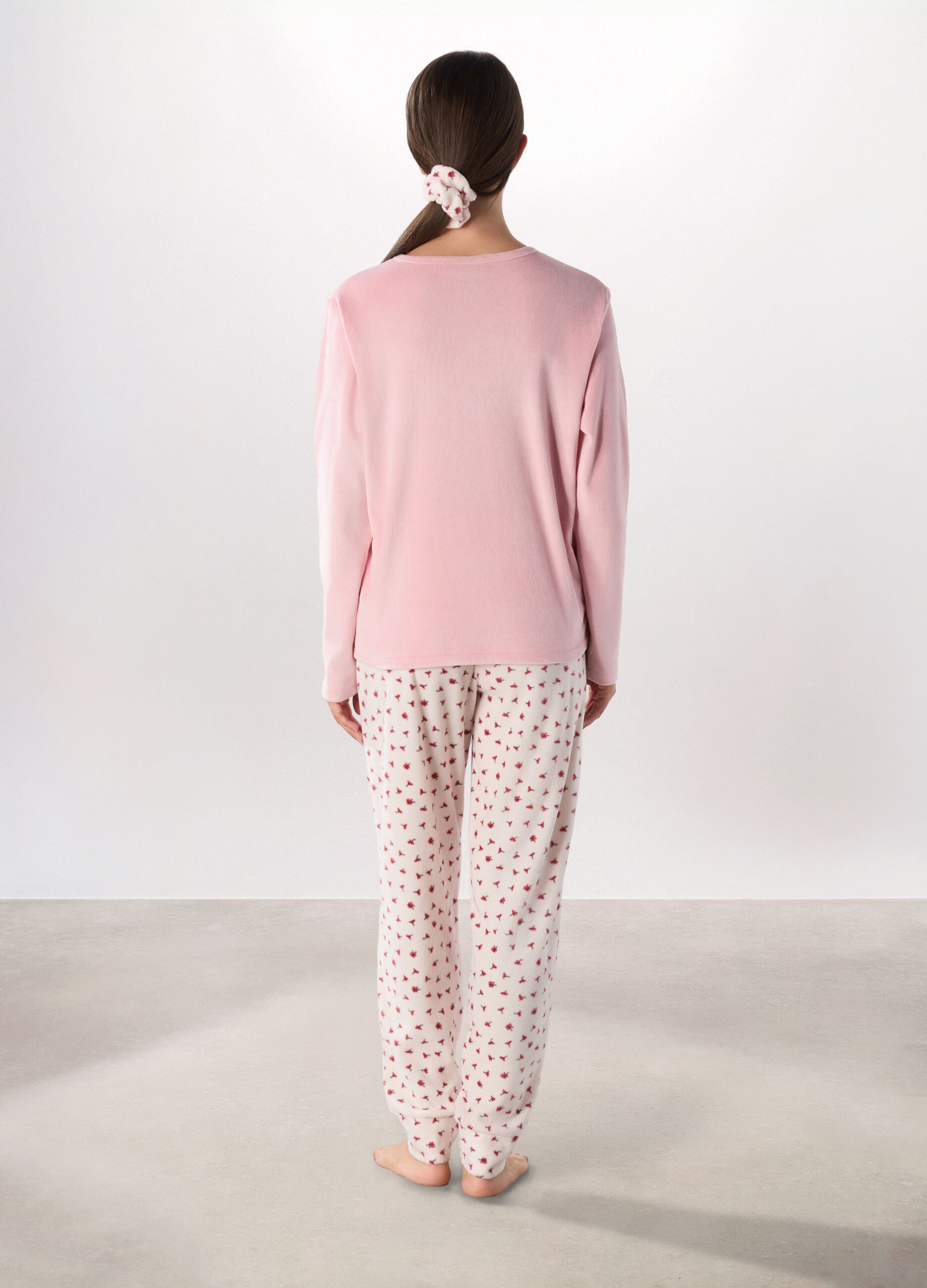Set pigiama lungo in coral fleece donna_1