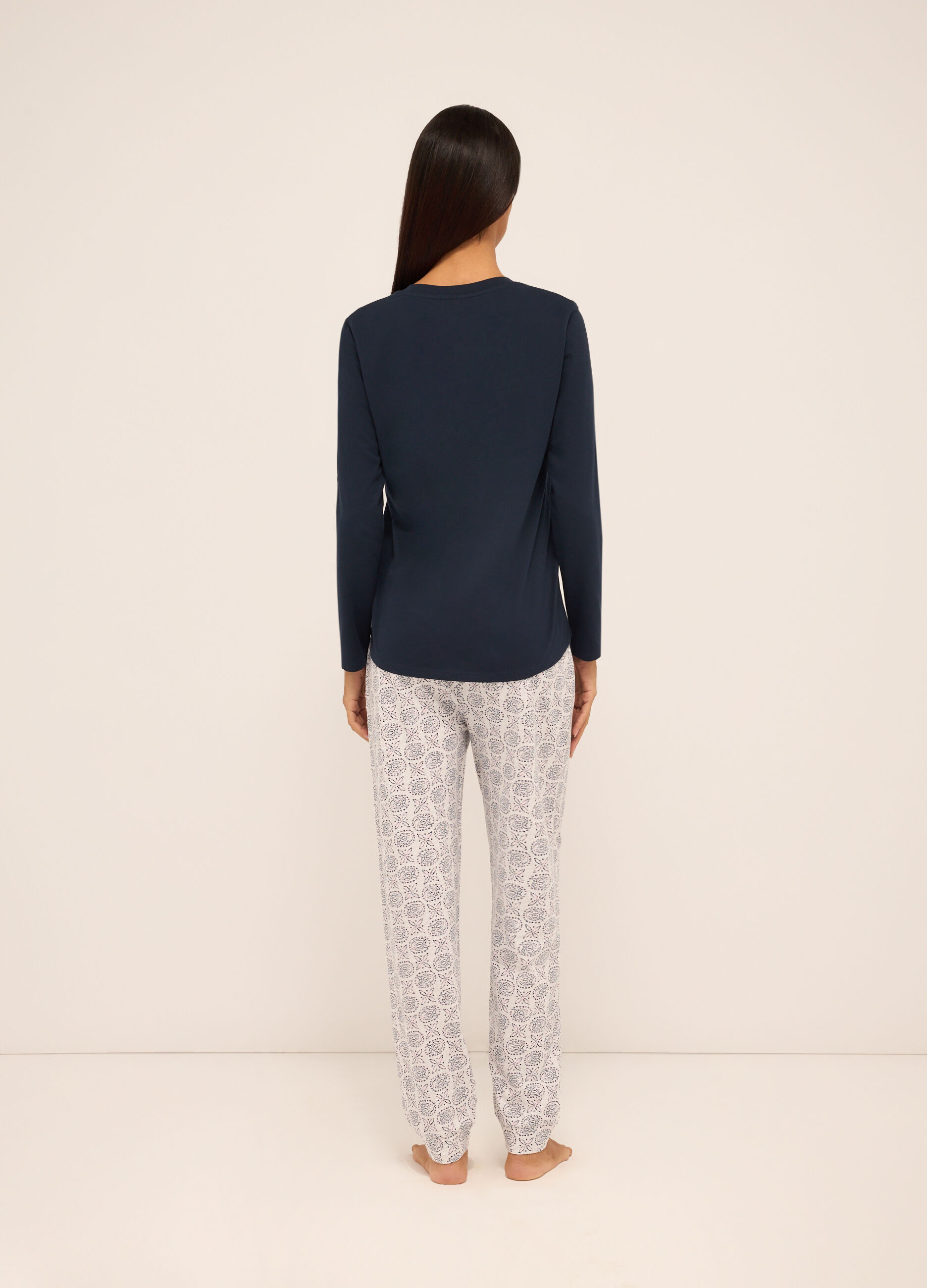 Set pigiama lungo in puro cotone donna_1