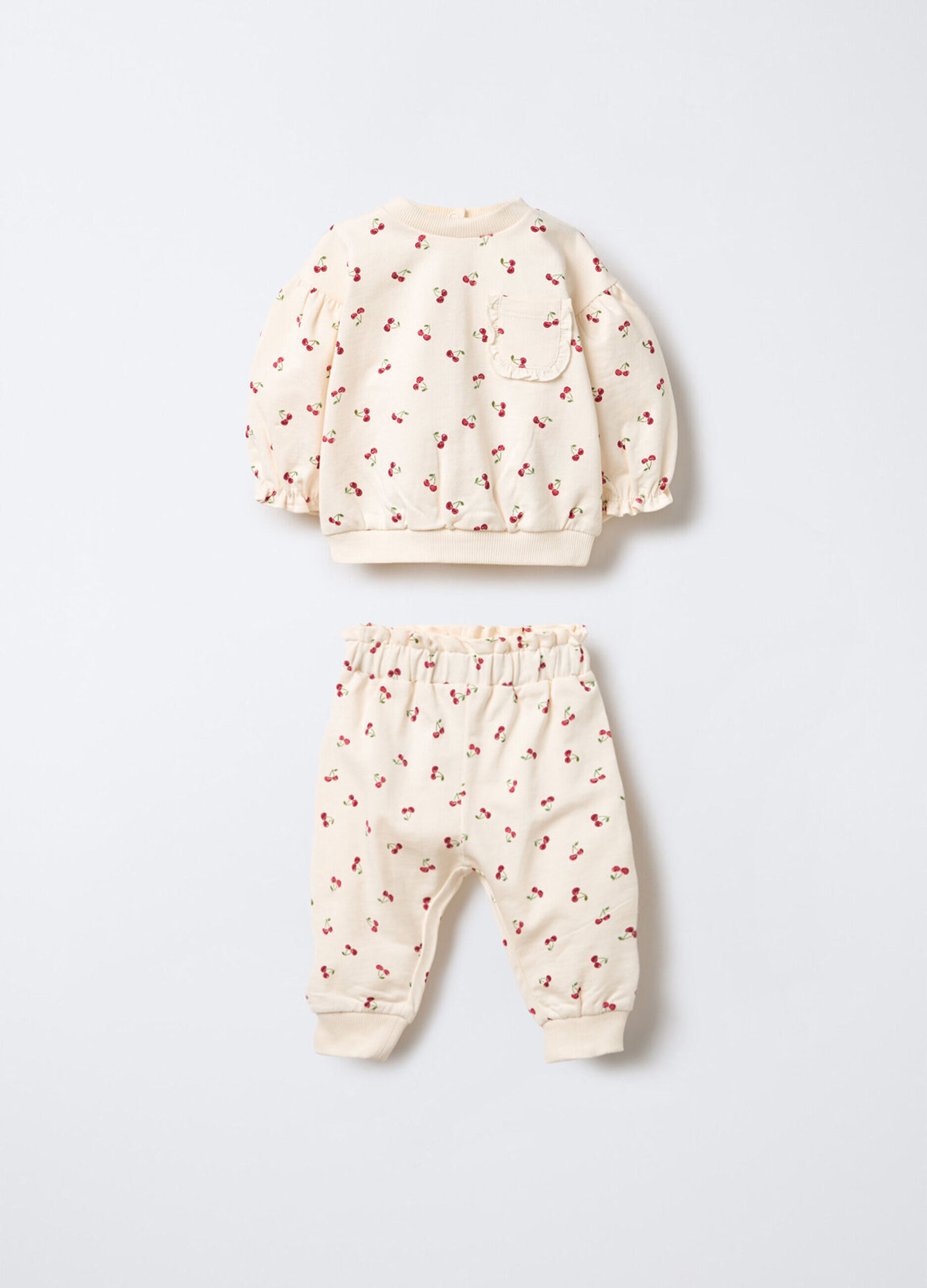 Jogging set in puro cotone garzato neonata_0