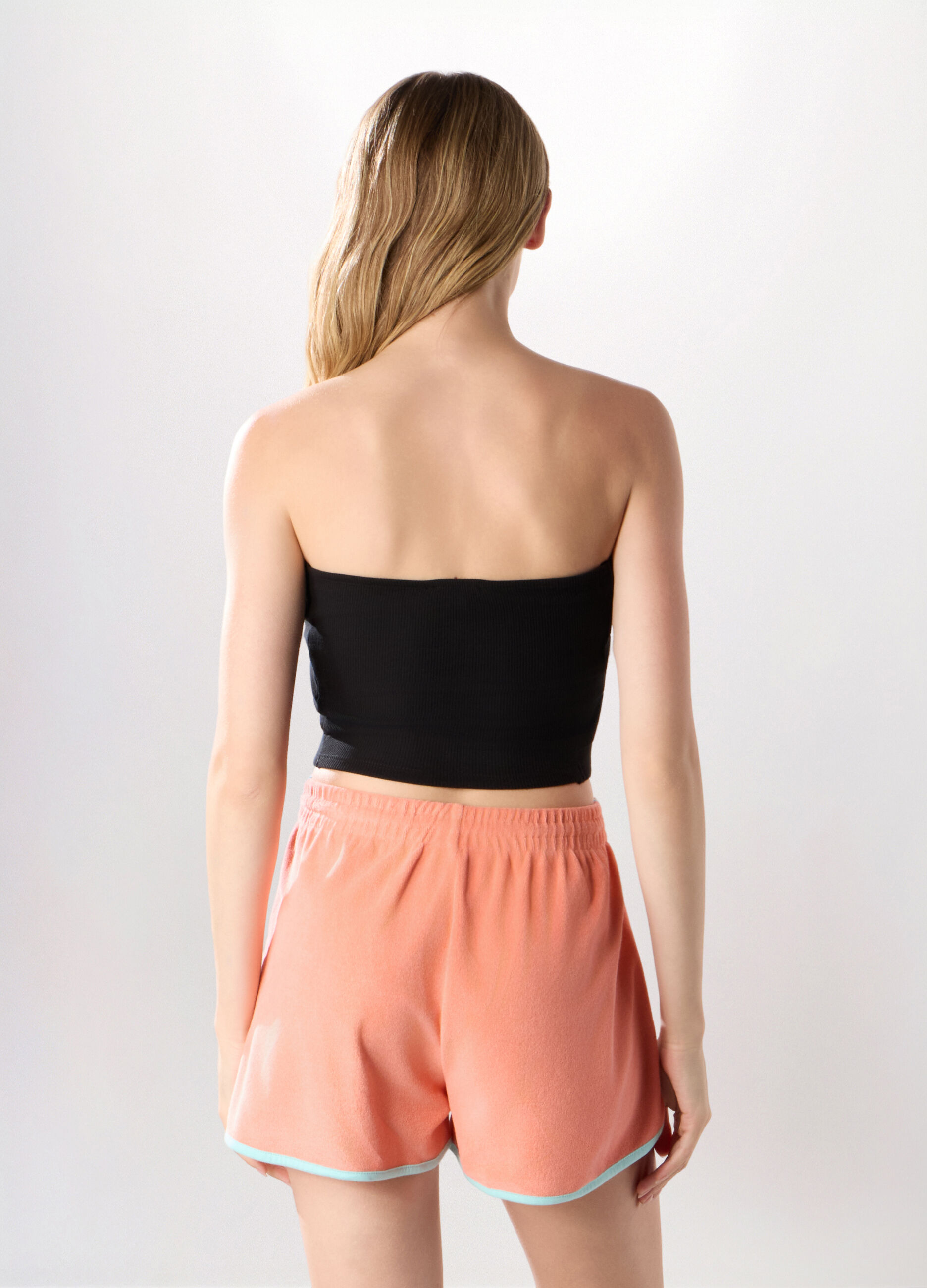 Top a fascia in costina di cotone stretch donna_1