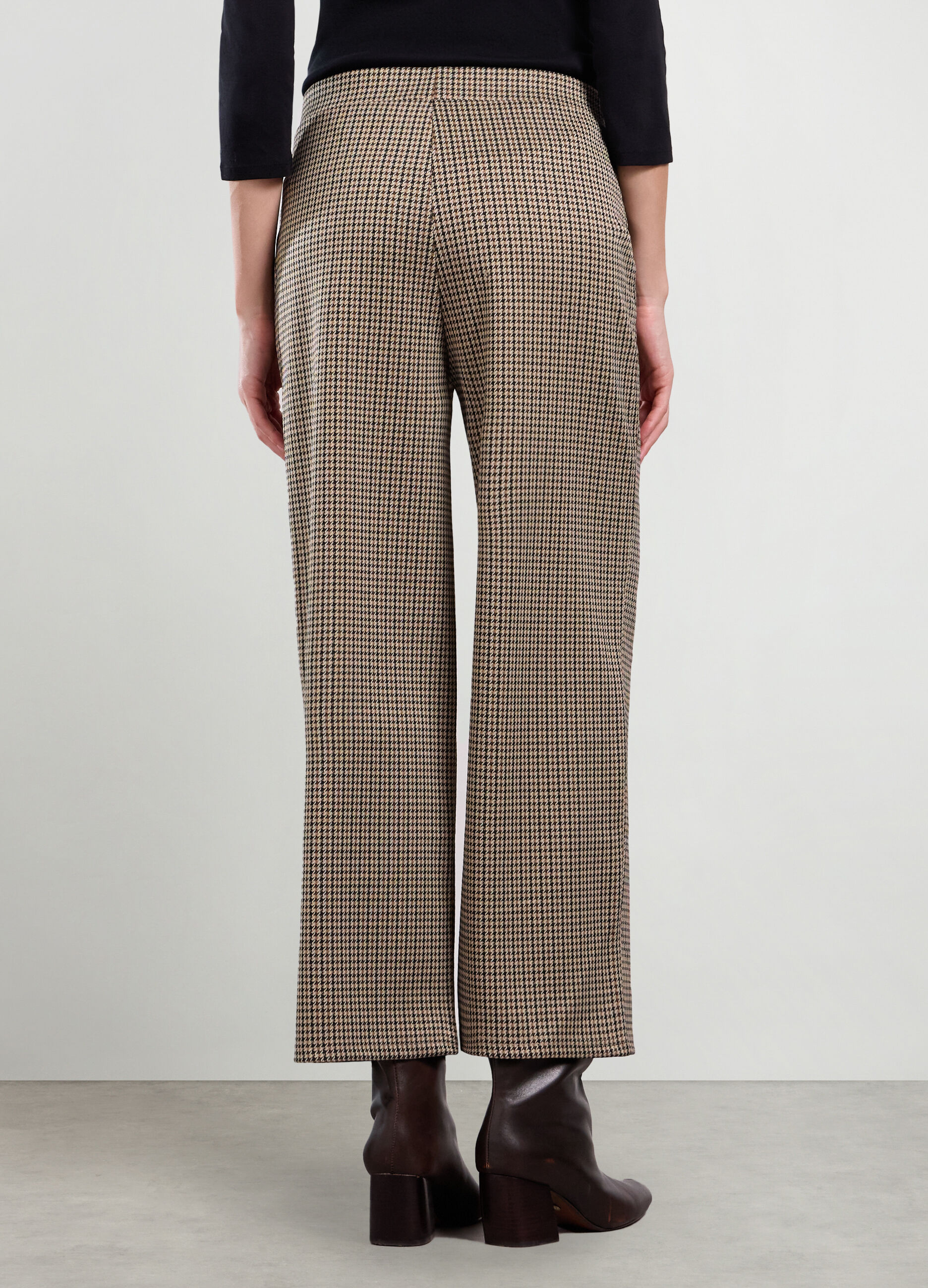 Pantaloni in misto viscosa a quadri donna_1