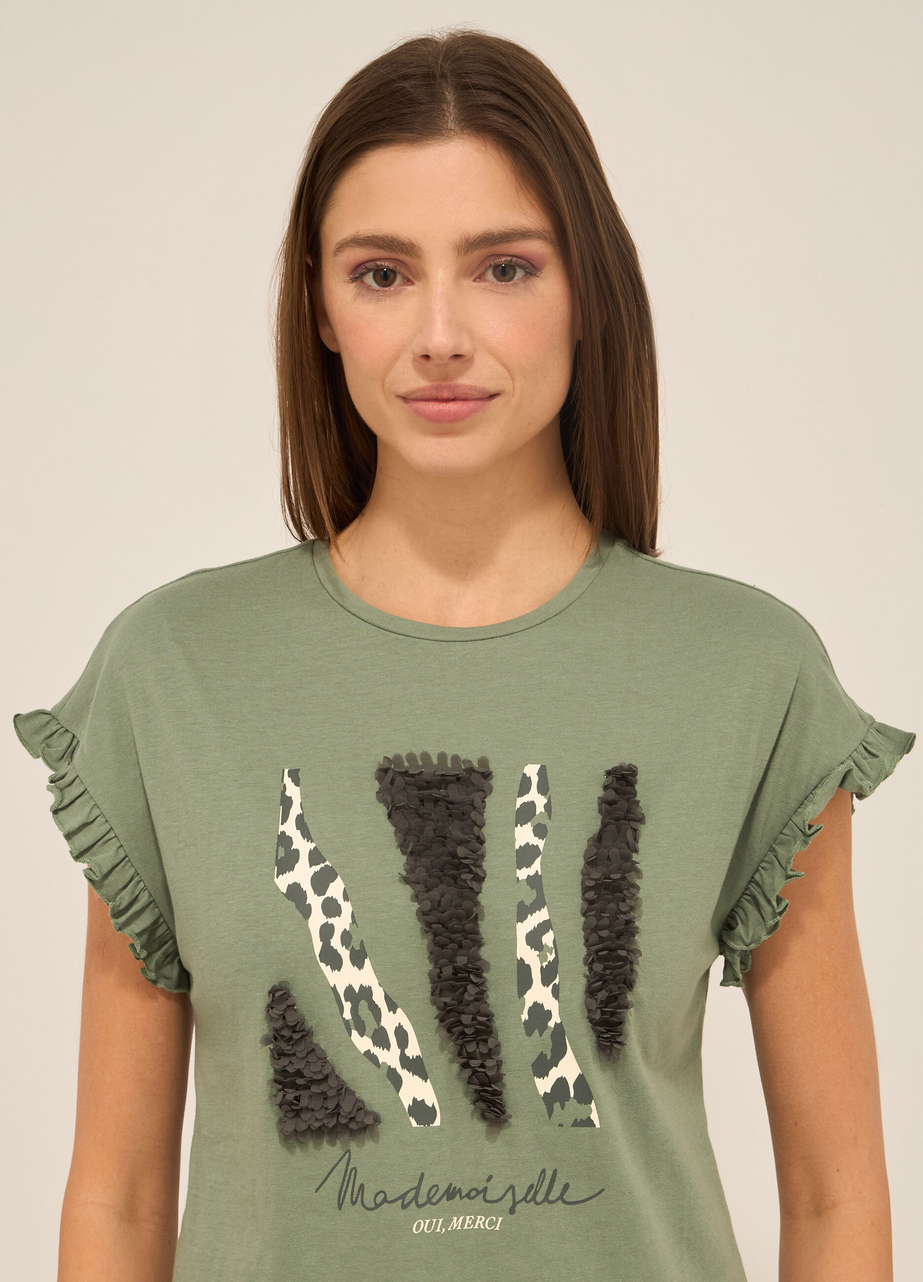 T-shirt smanicata in jersey di puro cotone donna