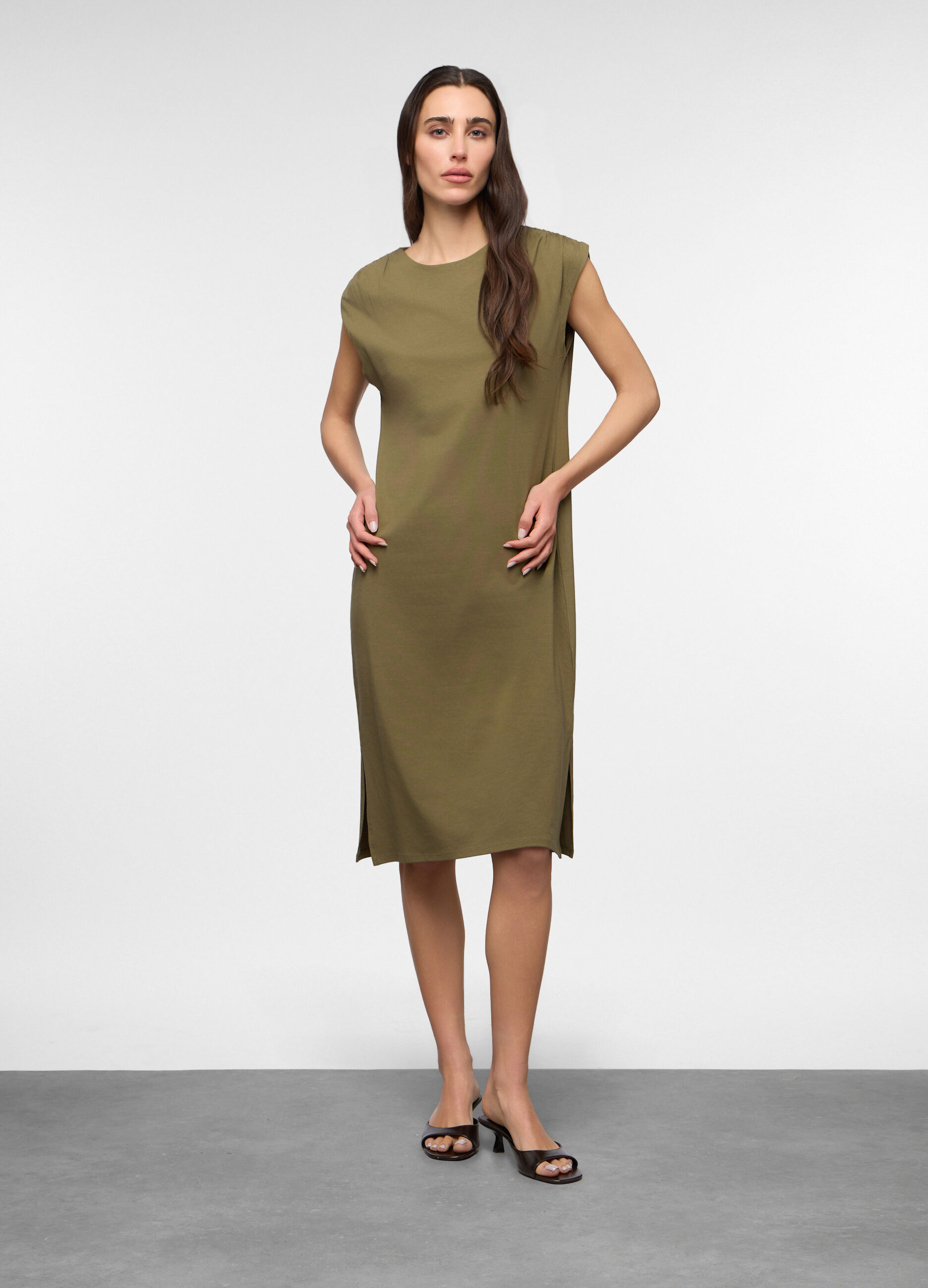 Abito smanicato in jersey di cotone stretch donna_0