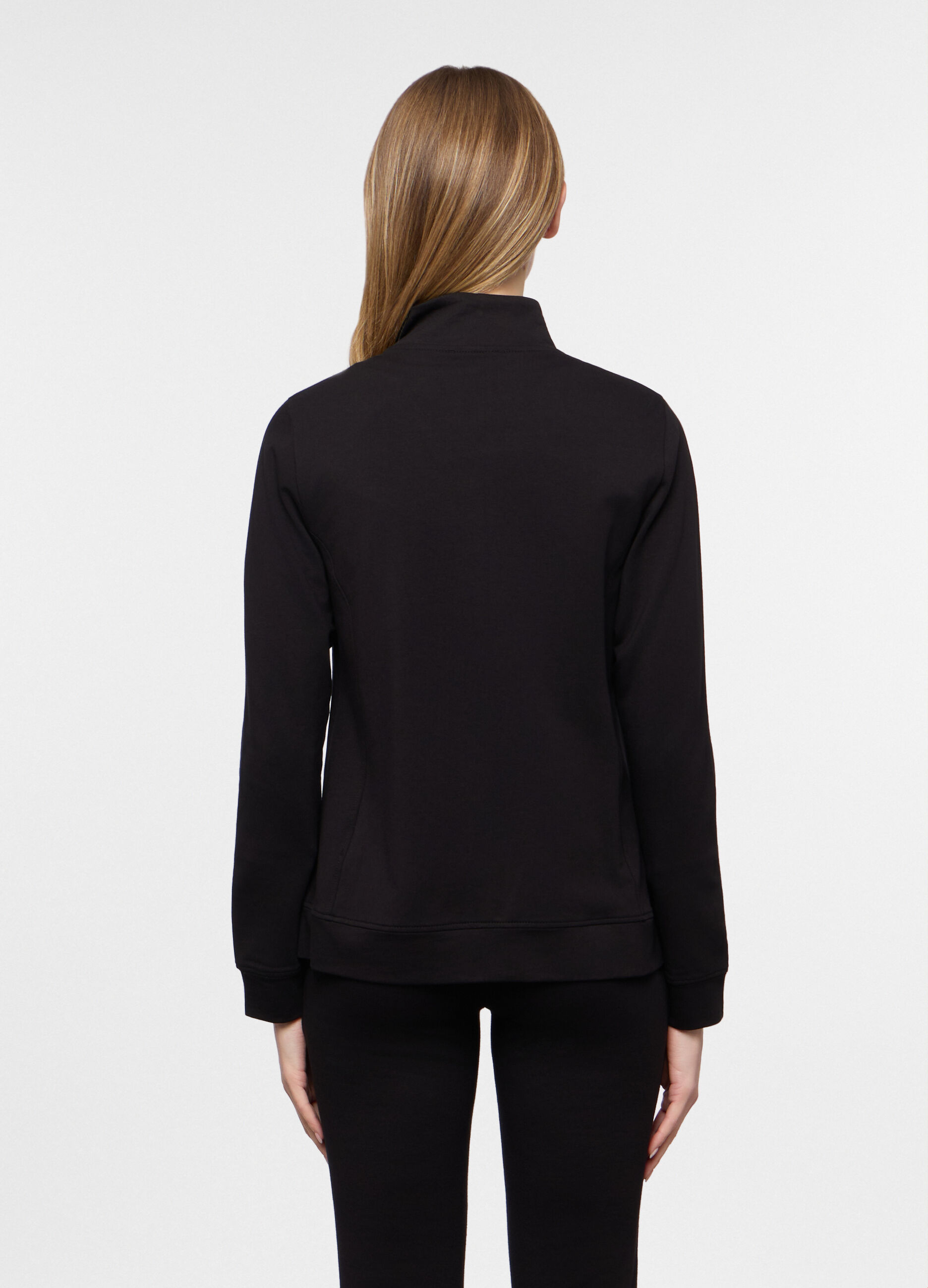 Felpa full zip in french terry di cotone stretch donna_1