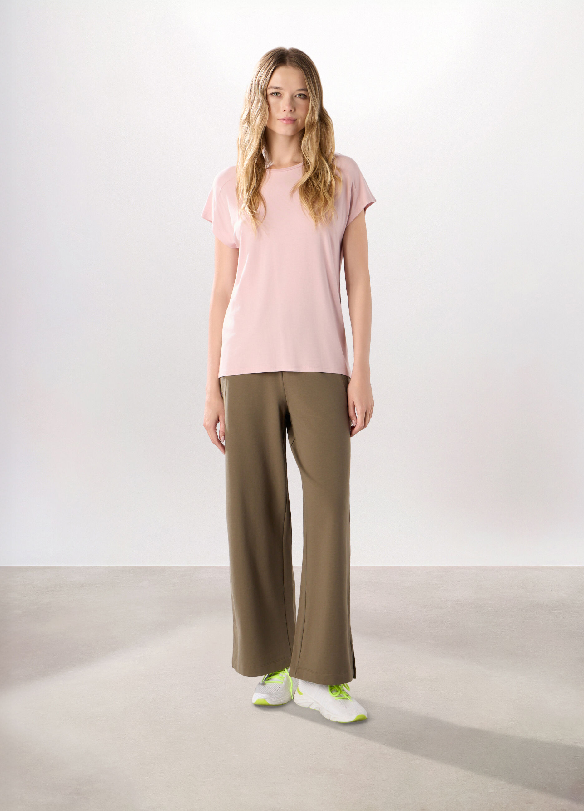 Jogger flare fit in cotone fleece stretch donna_0