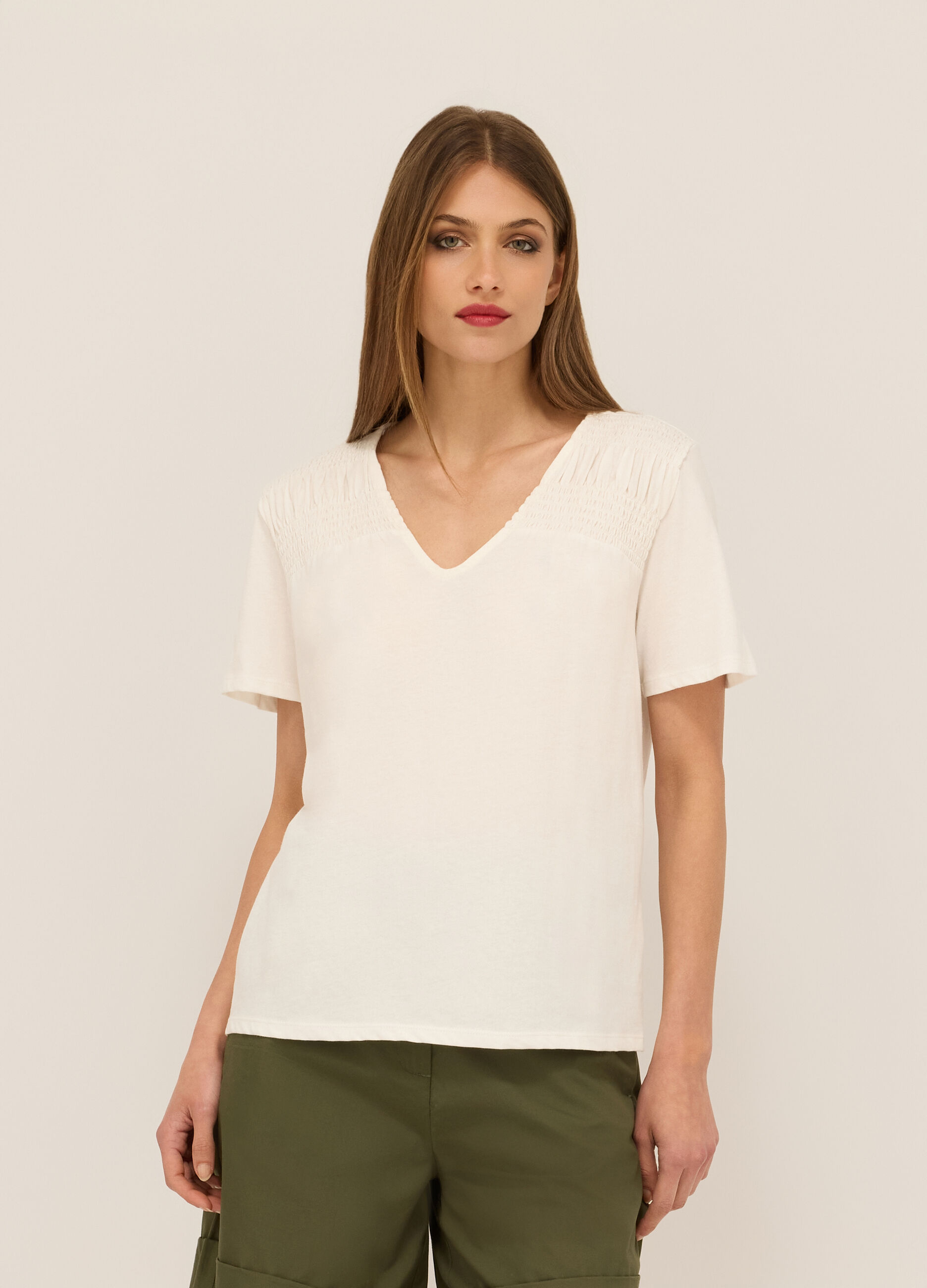 T-shirt in jersey di puro cotone donna_0