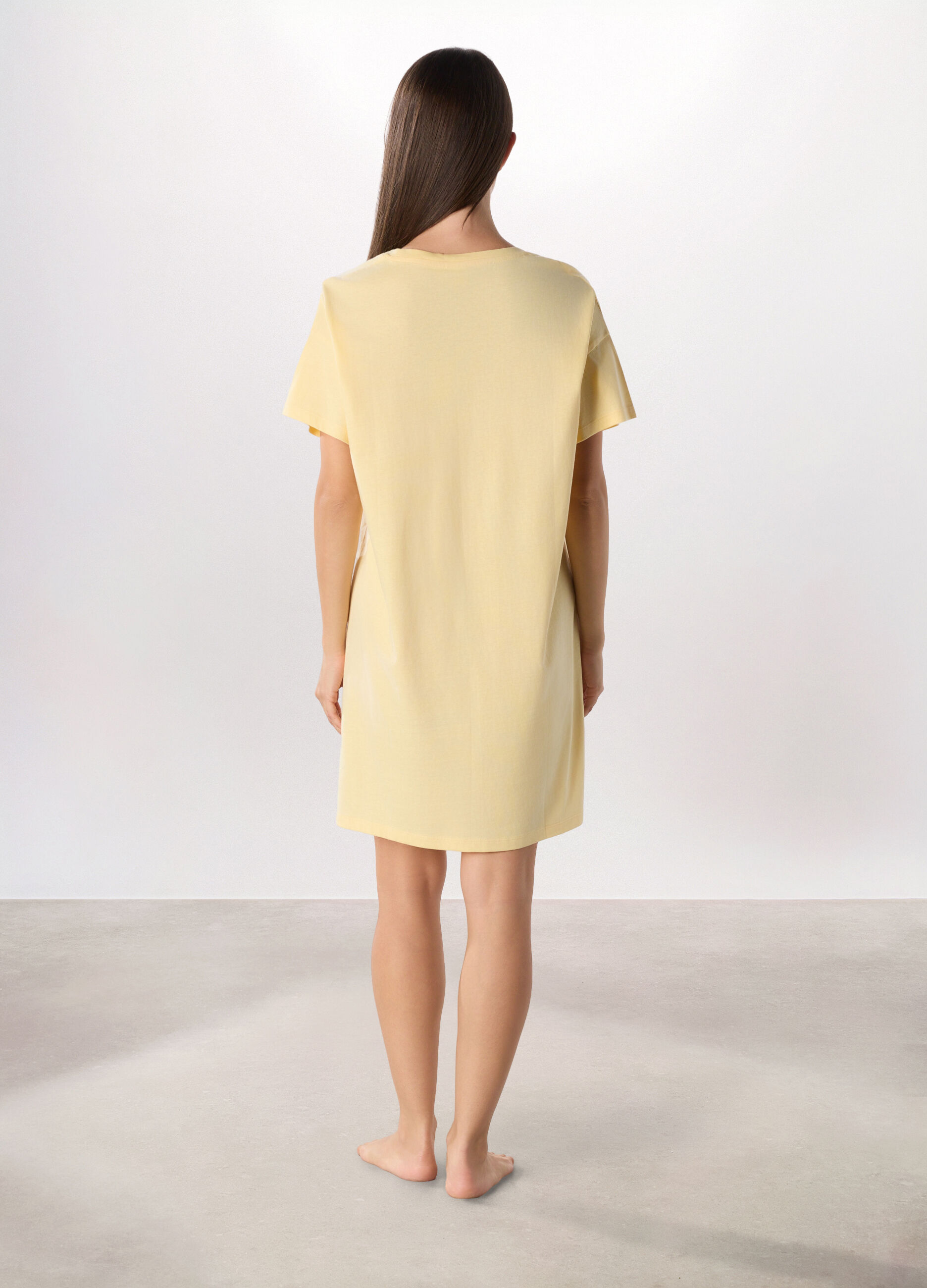 Camicia da notte a maniche corte in puro cotone donna_1