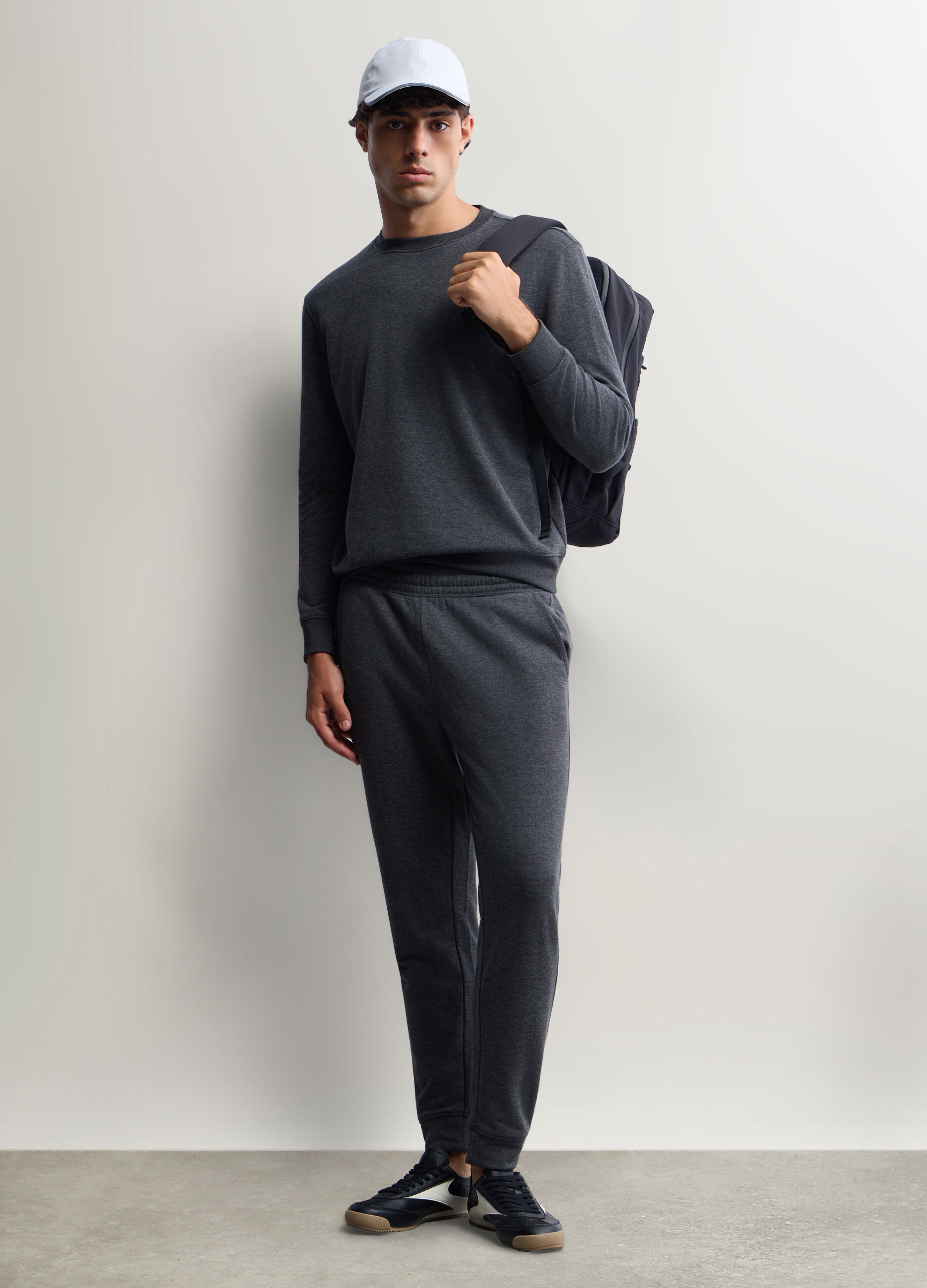 Jogger slim fit in felpa di cotone uomo_0
