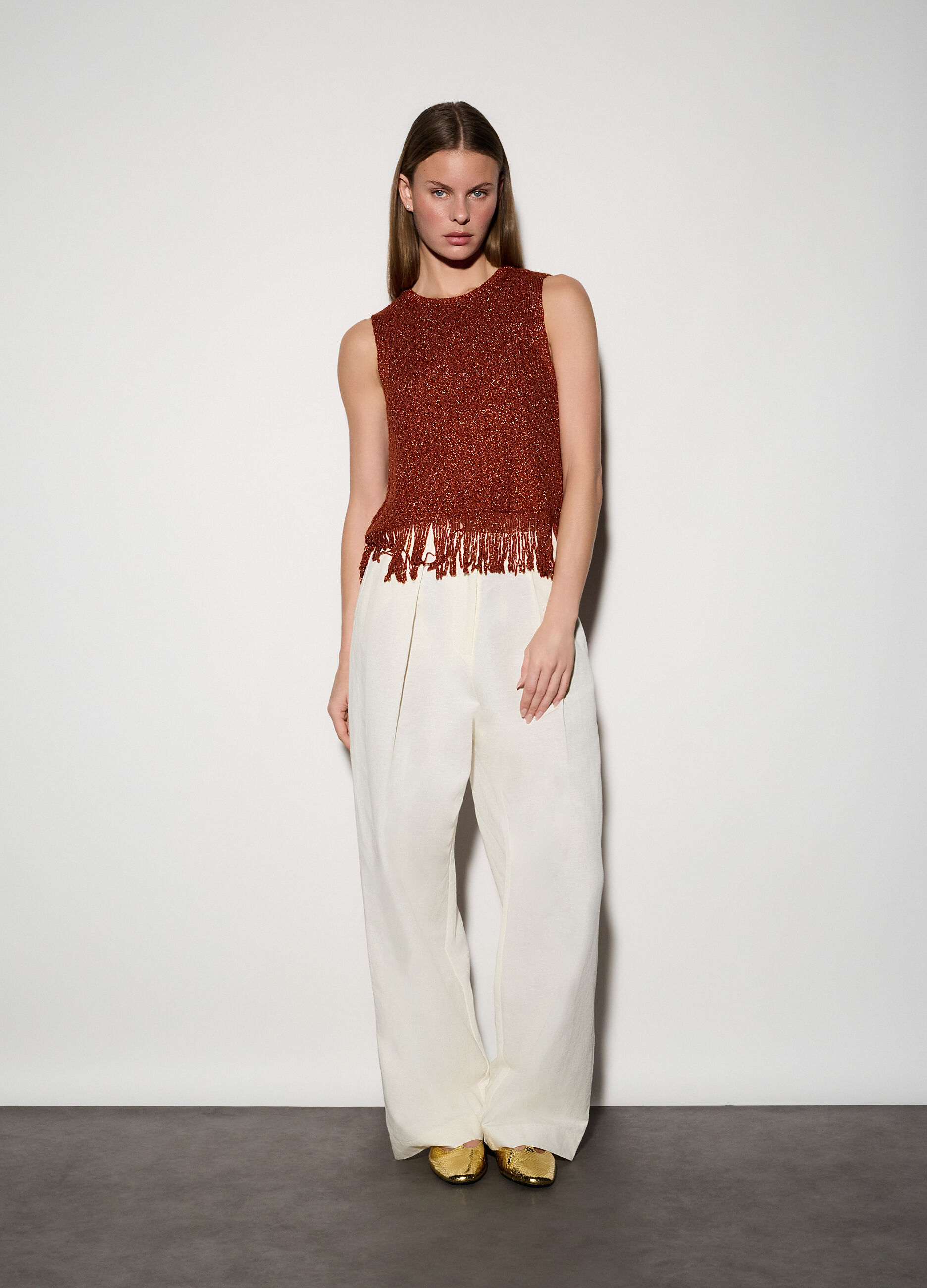 Top girocollo in maglia donna_0