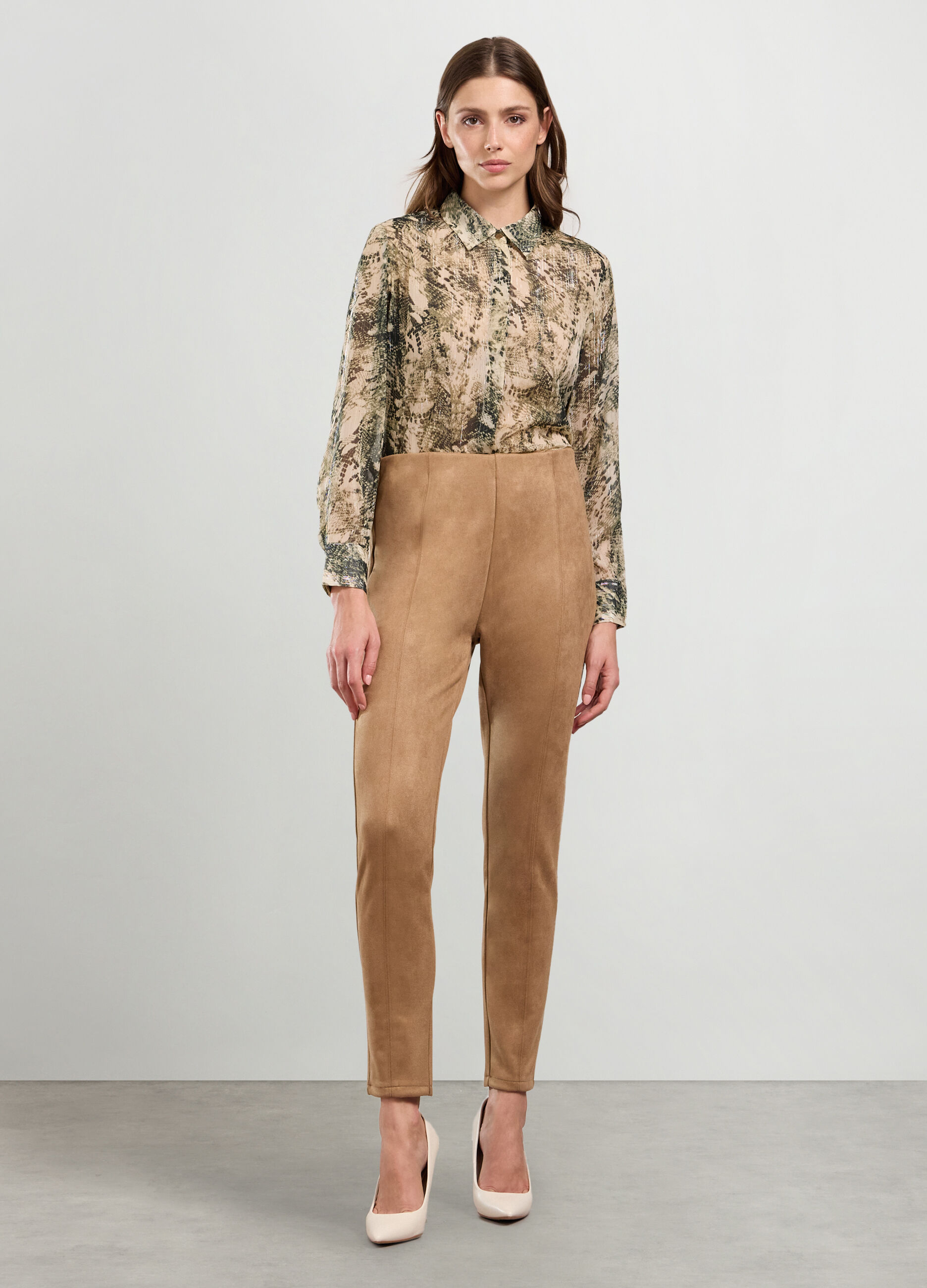 Leggings effetto scamosciato donna_0