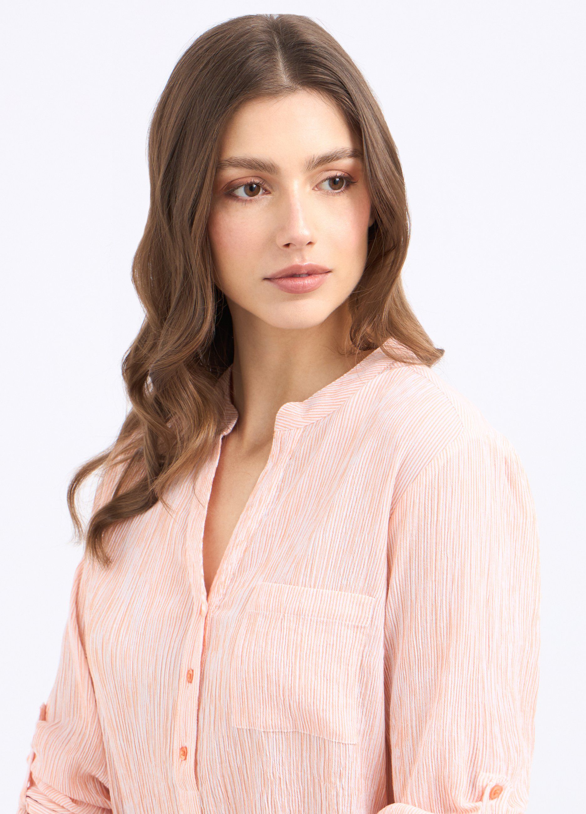 Blusa rigata in puro cotone donna_2