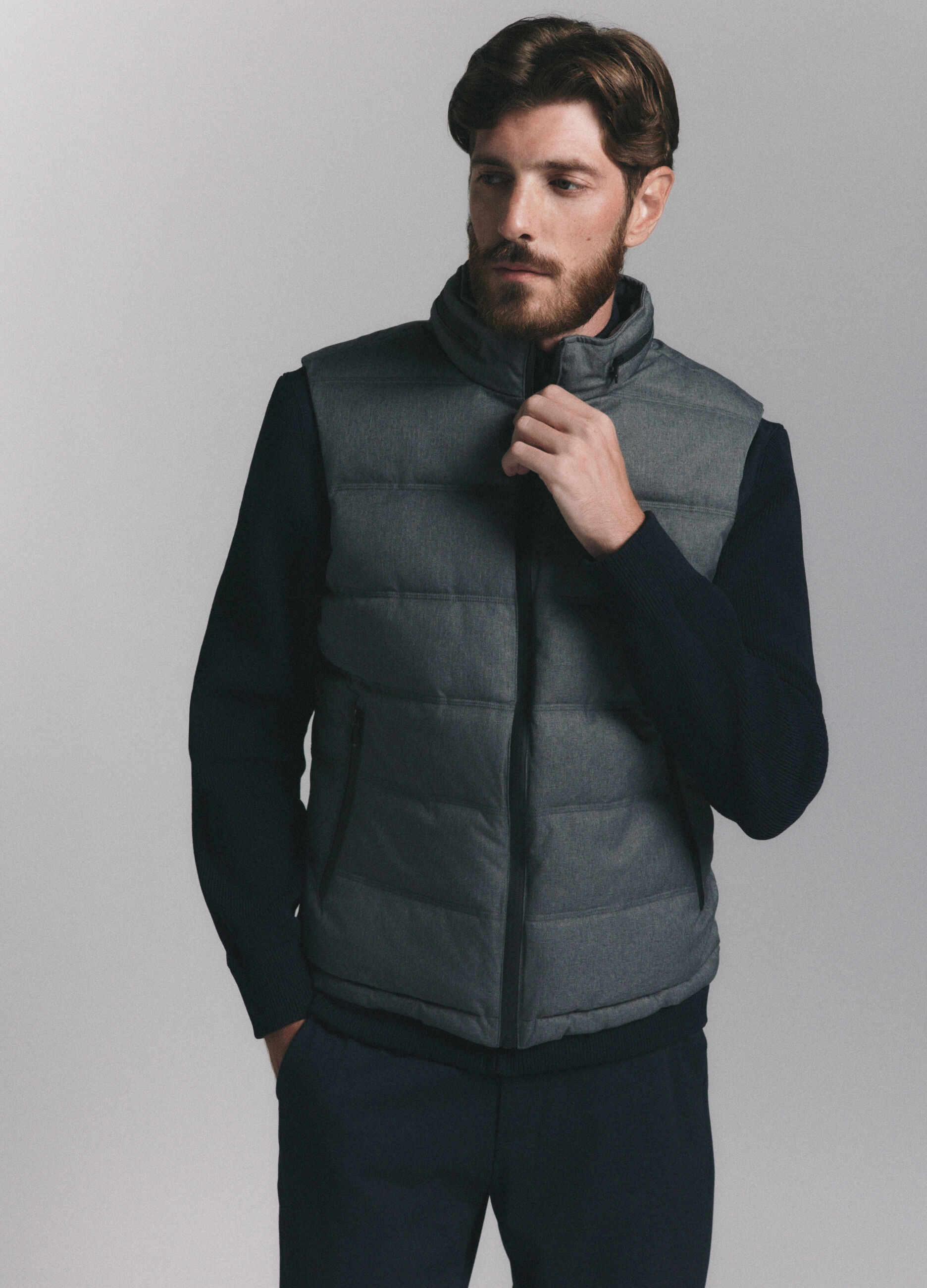 Gilet imbottito in tessuto chevron uomo_1