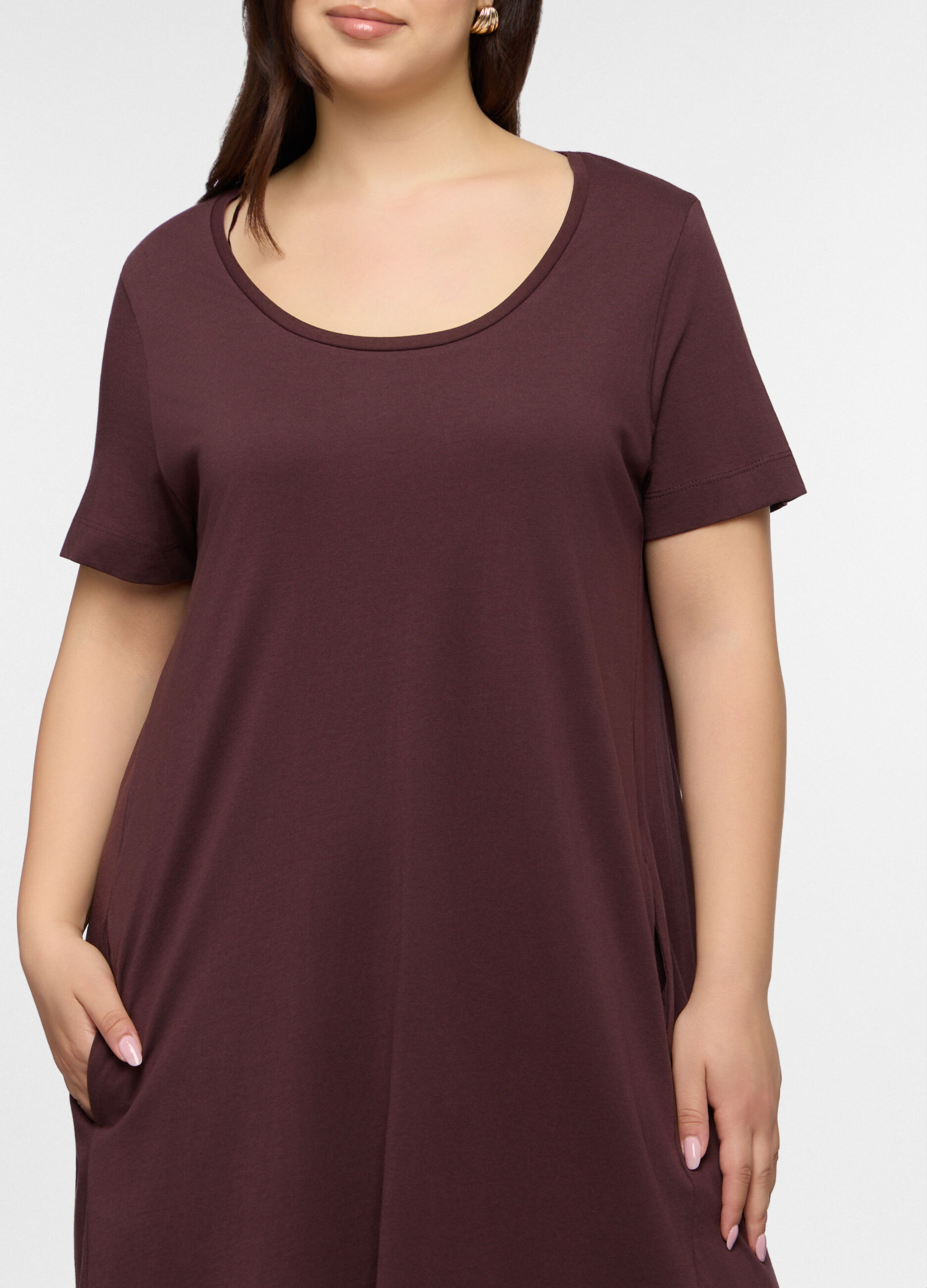 Abito corto girocollo in jersey di puro cotone donna curvy_2