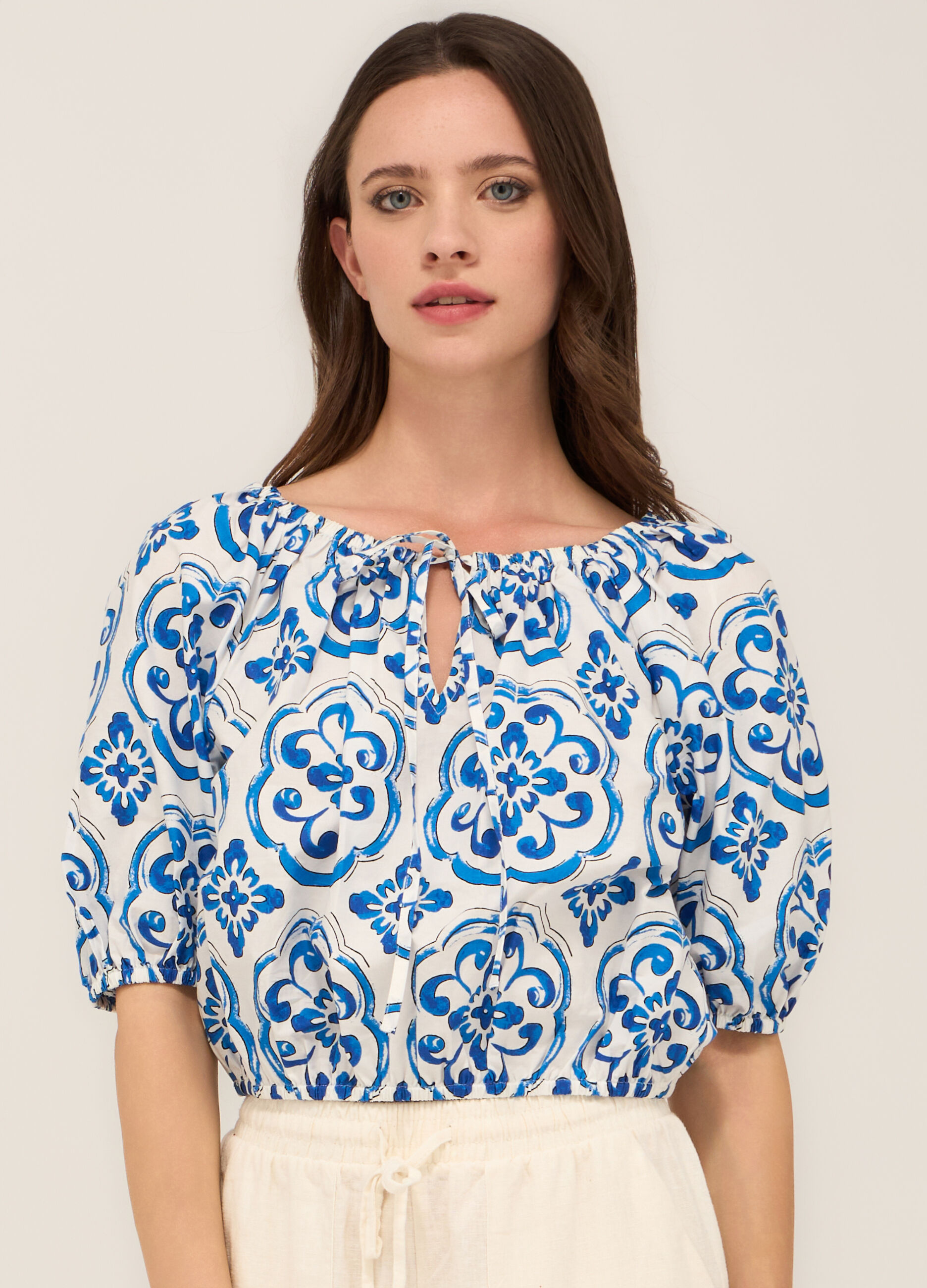 Blusa in popeline di puro cotone donna_2