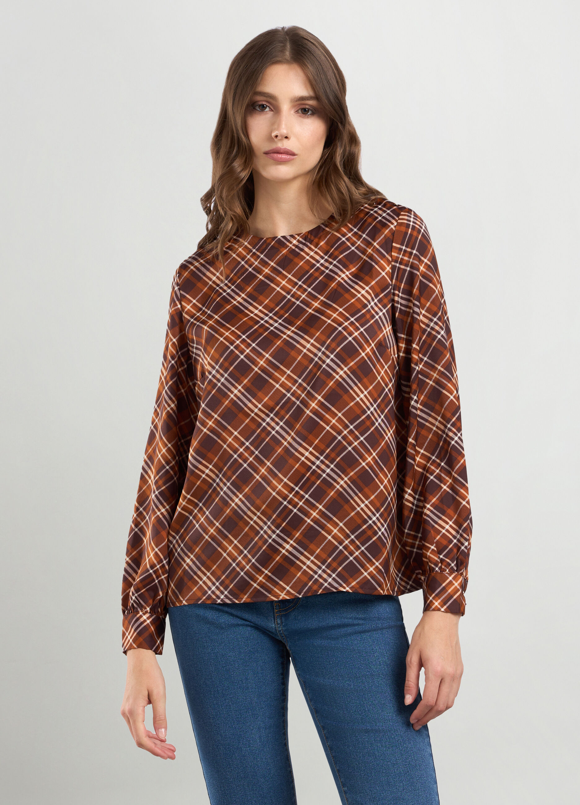 Blusa in raso con stampa donna_0