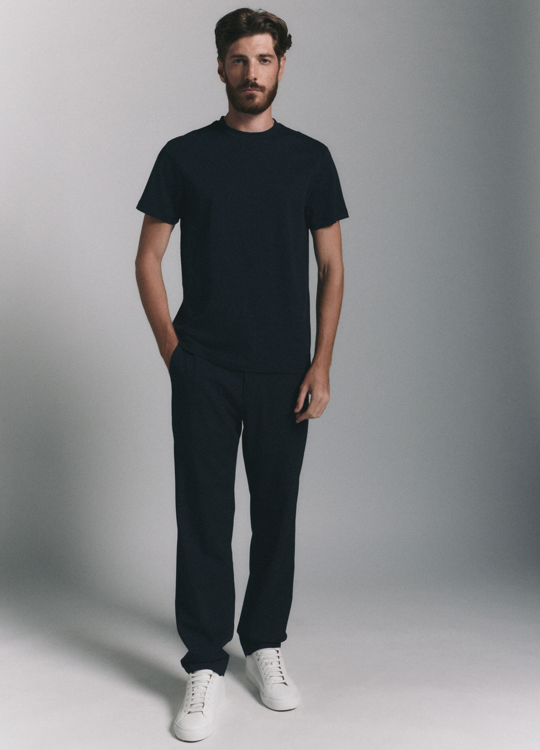 T-shirt girocollo in interlock di cotone uomo_0
