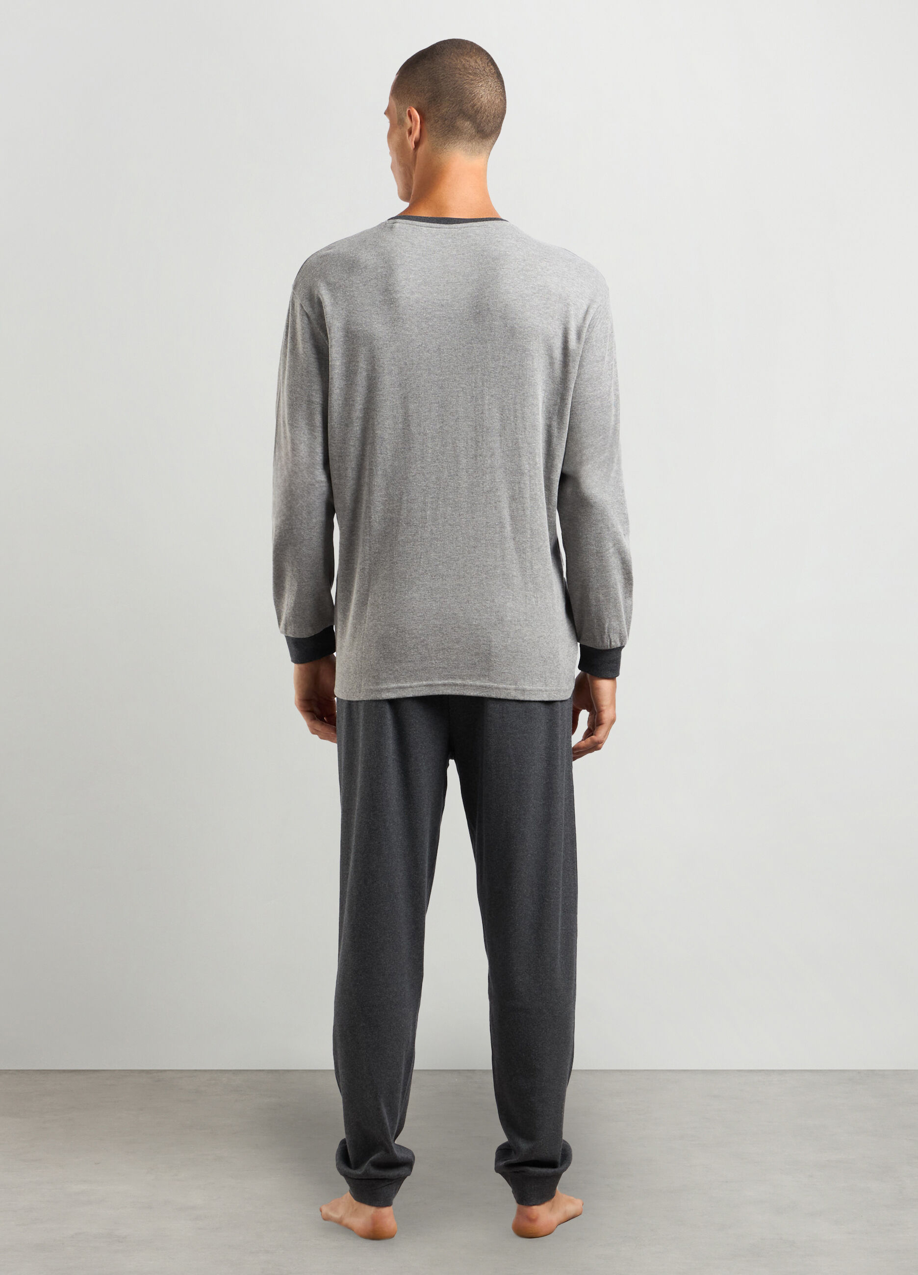 Set pigiama lungo in interlock di puro cotone uomo_1