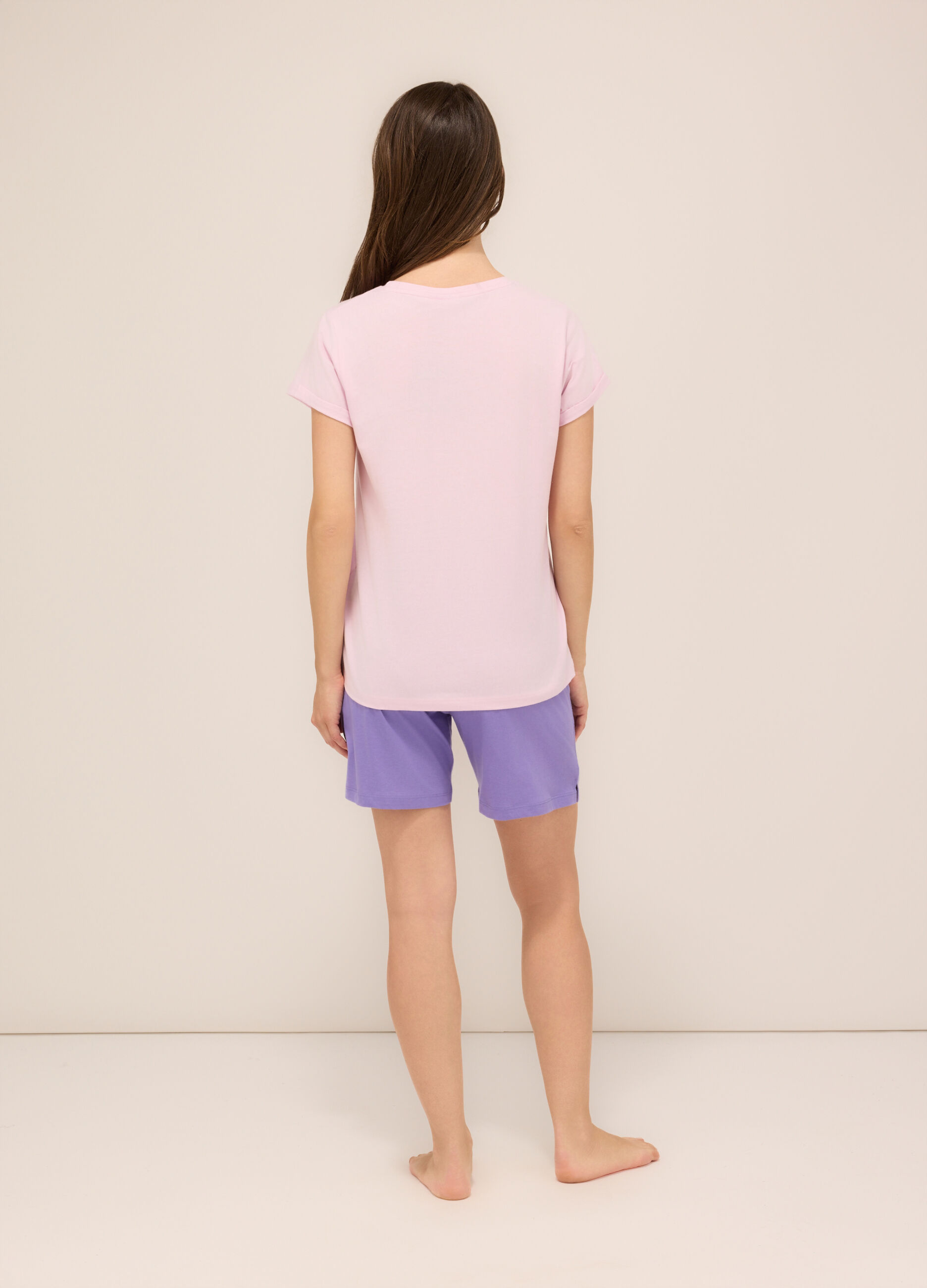 Set pigiama corto in jersey di puro cotone donna_1