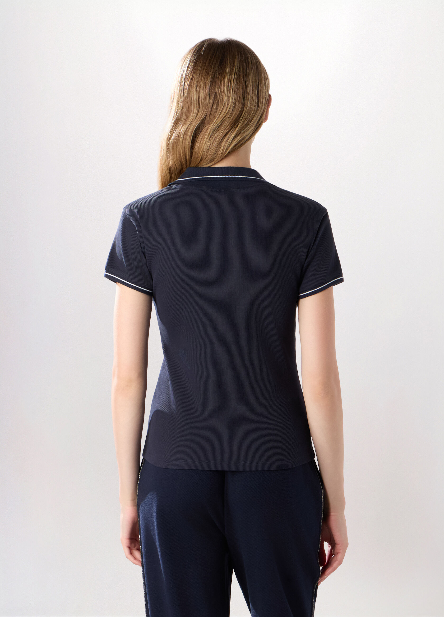 T-shirt in costina di puro cotone donna_1