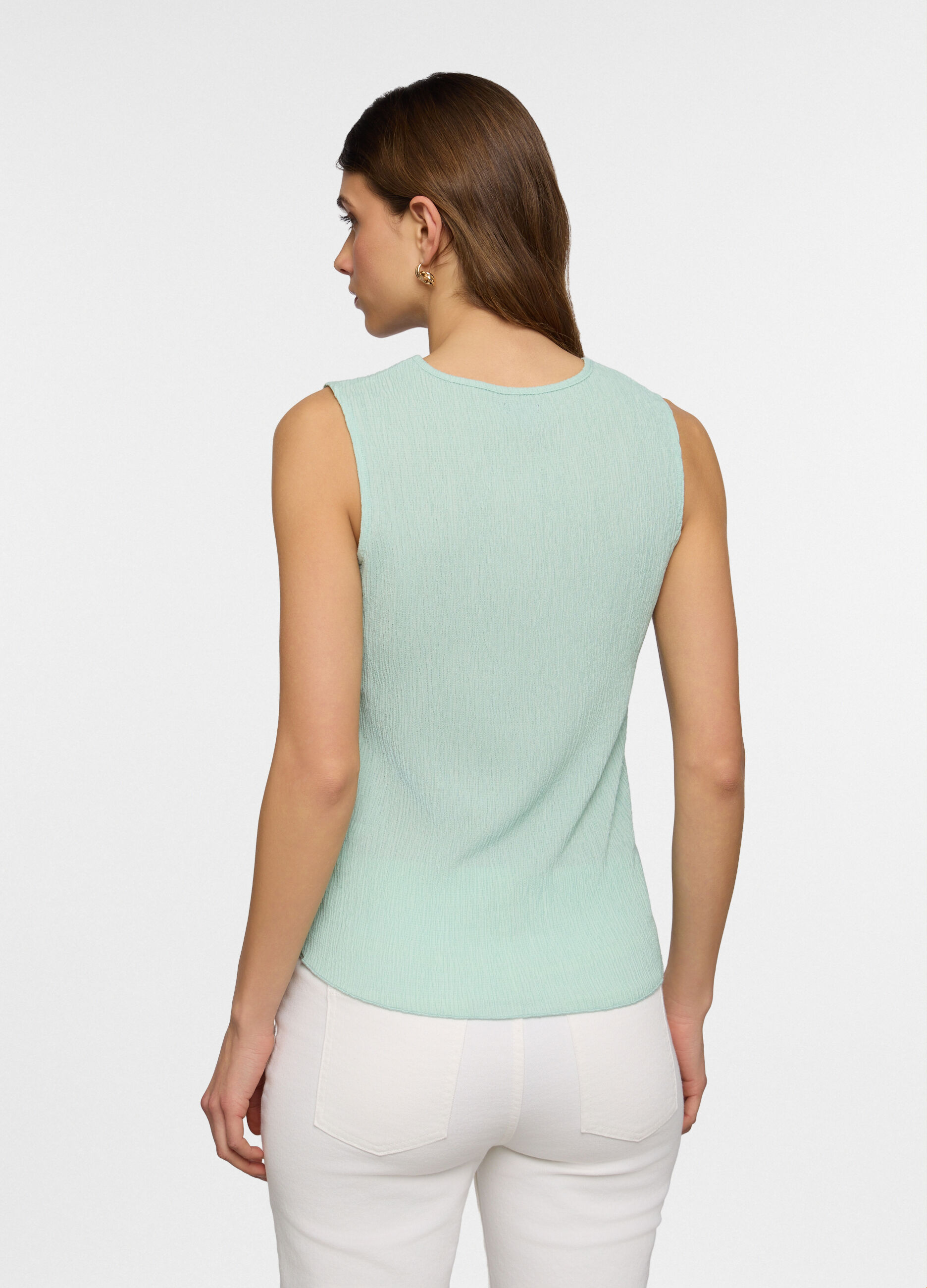 Canotta girocollo slim fit crinkle stretch donna_1