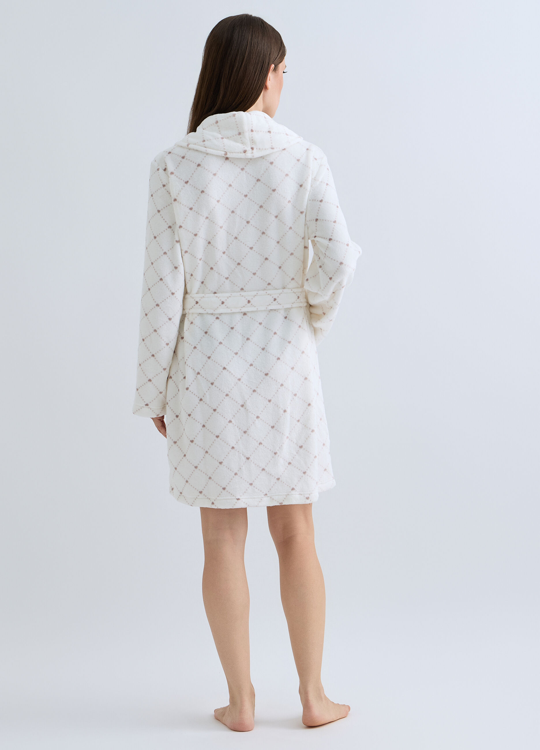 Vestaglia in coral fleece con stampa donna_1