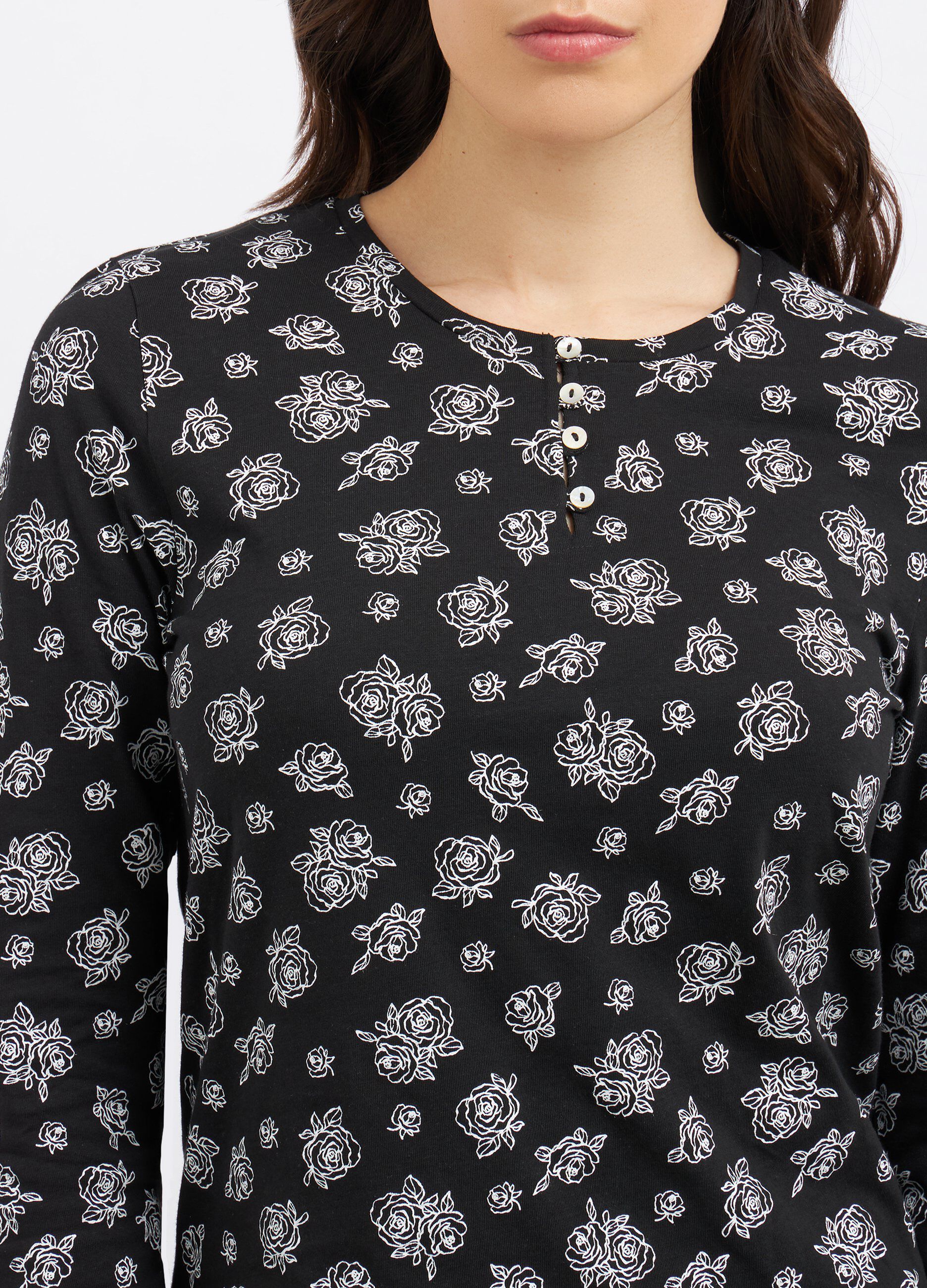 Set pigiama lungo in puro cotone stampato donna_2