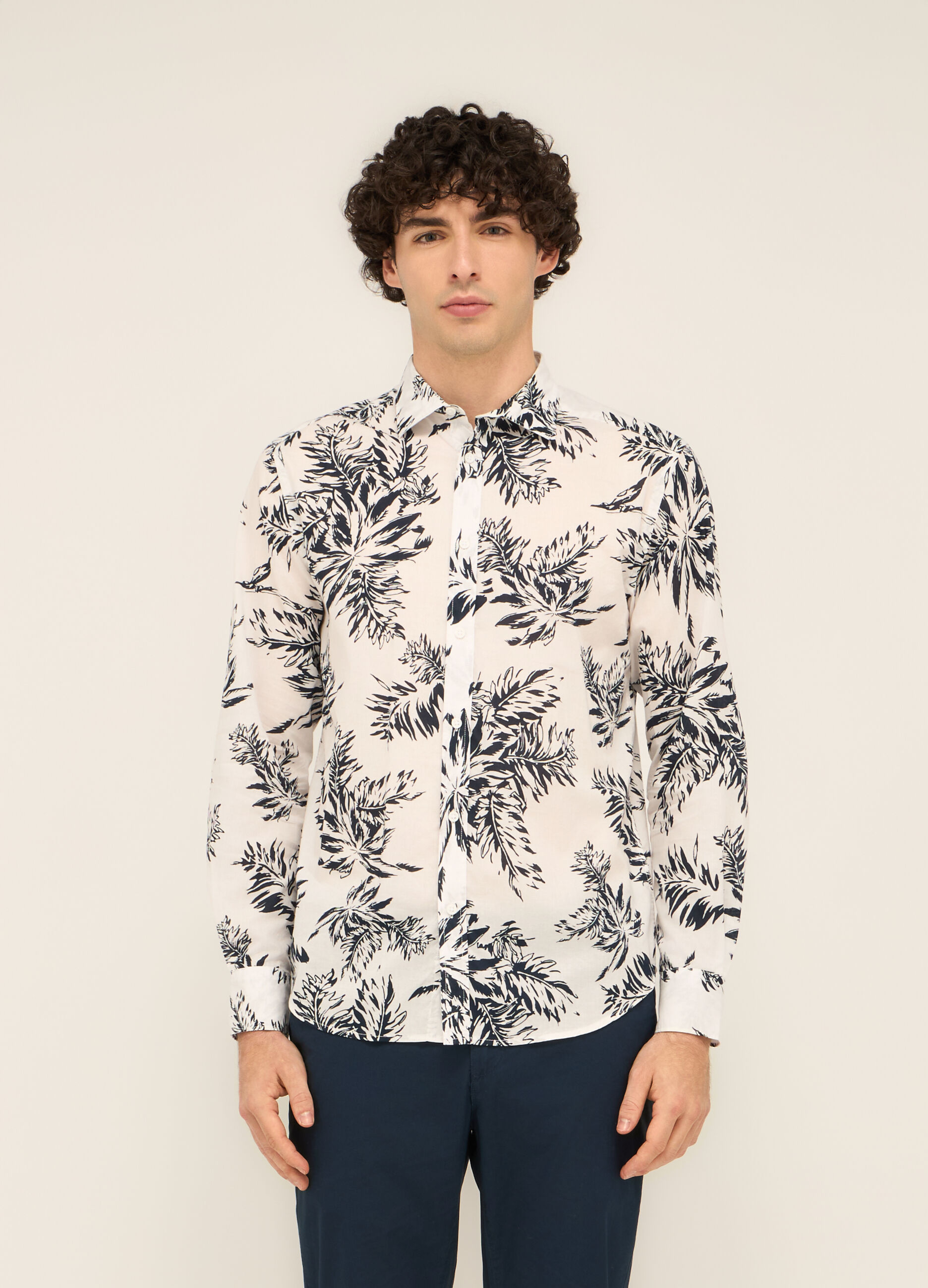 Camicia regular fit in cotone con stampa uomo_0