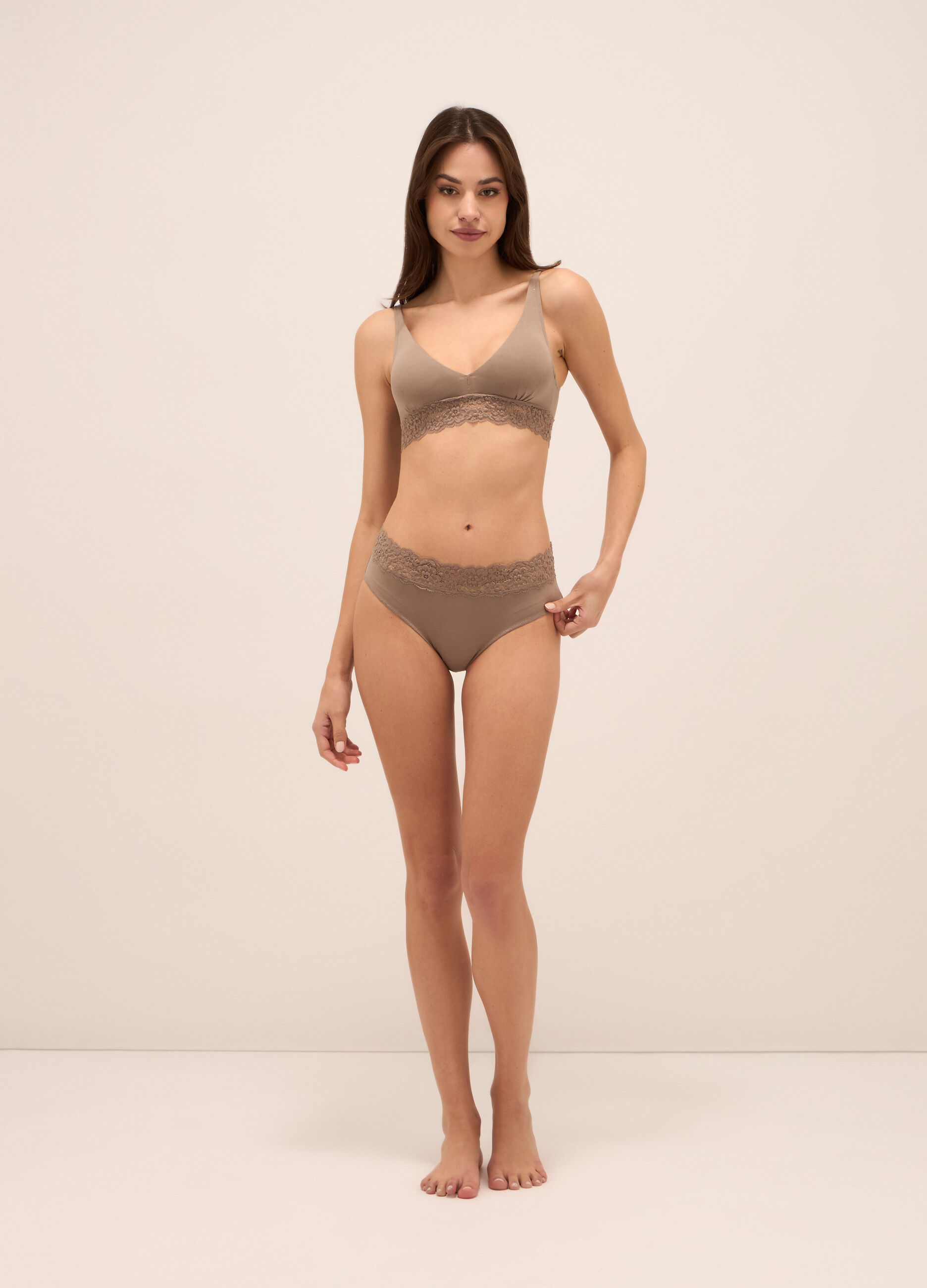 Slip a vita alta in cotone stretch donna_0