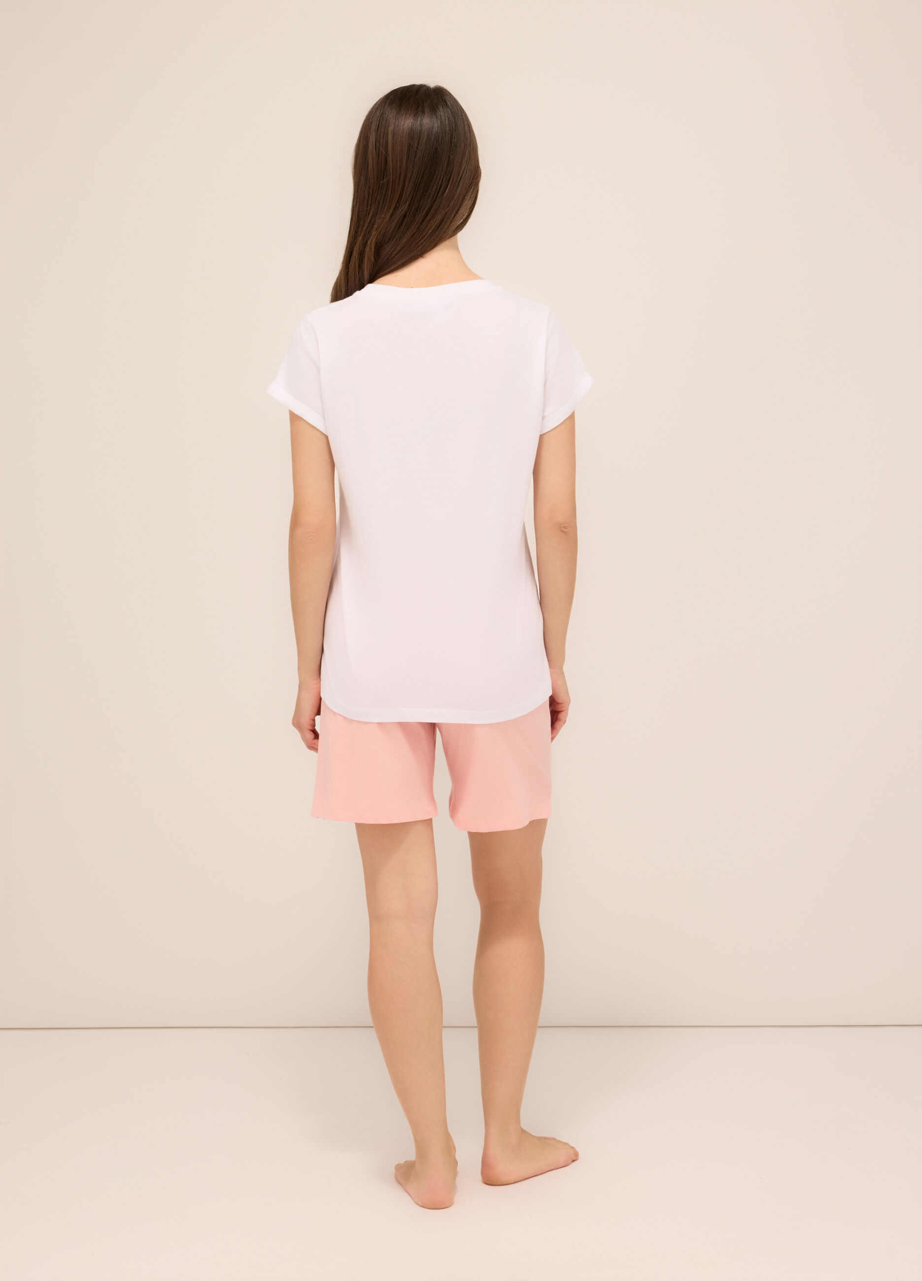 Set pigiama corto in jersey di puro cotone donna_1