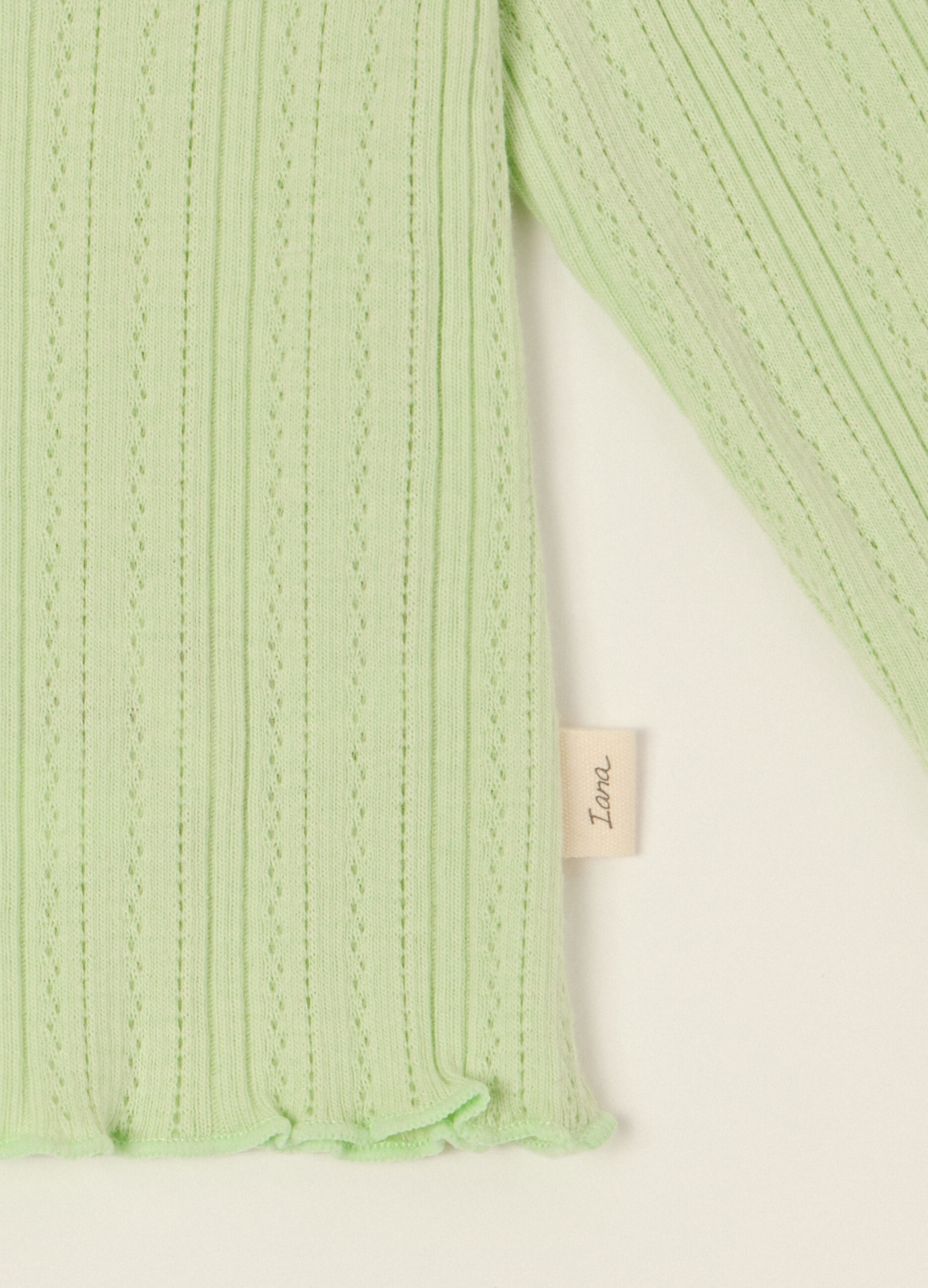 Maglia a maniche lunghe verde in misto cotone_2