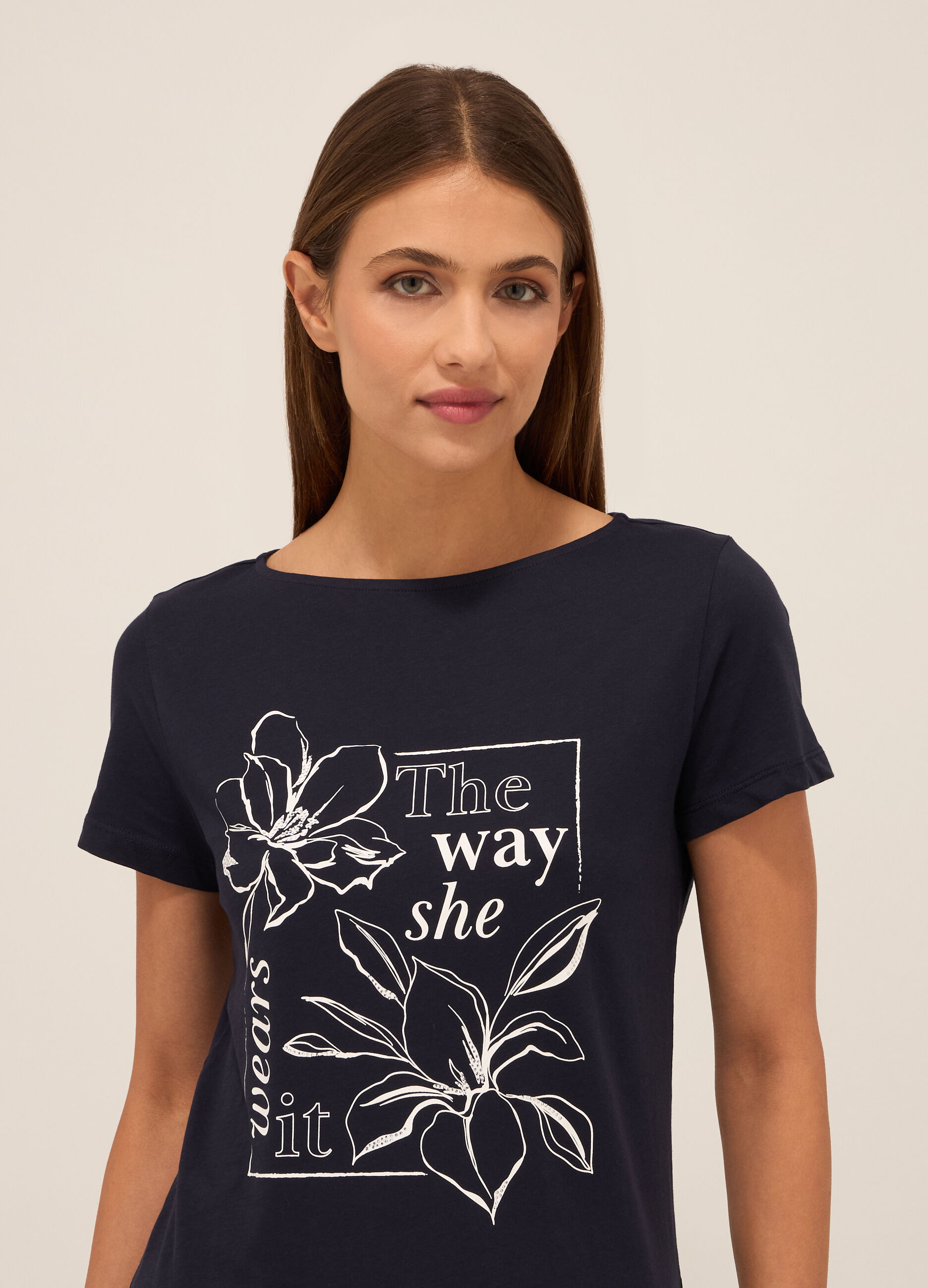 T-shirt in jersey di puro cotone donna