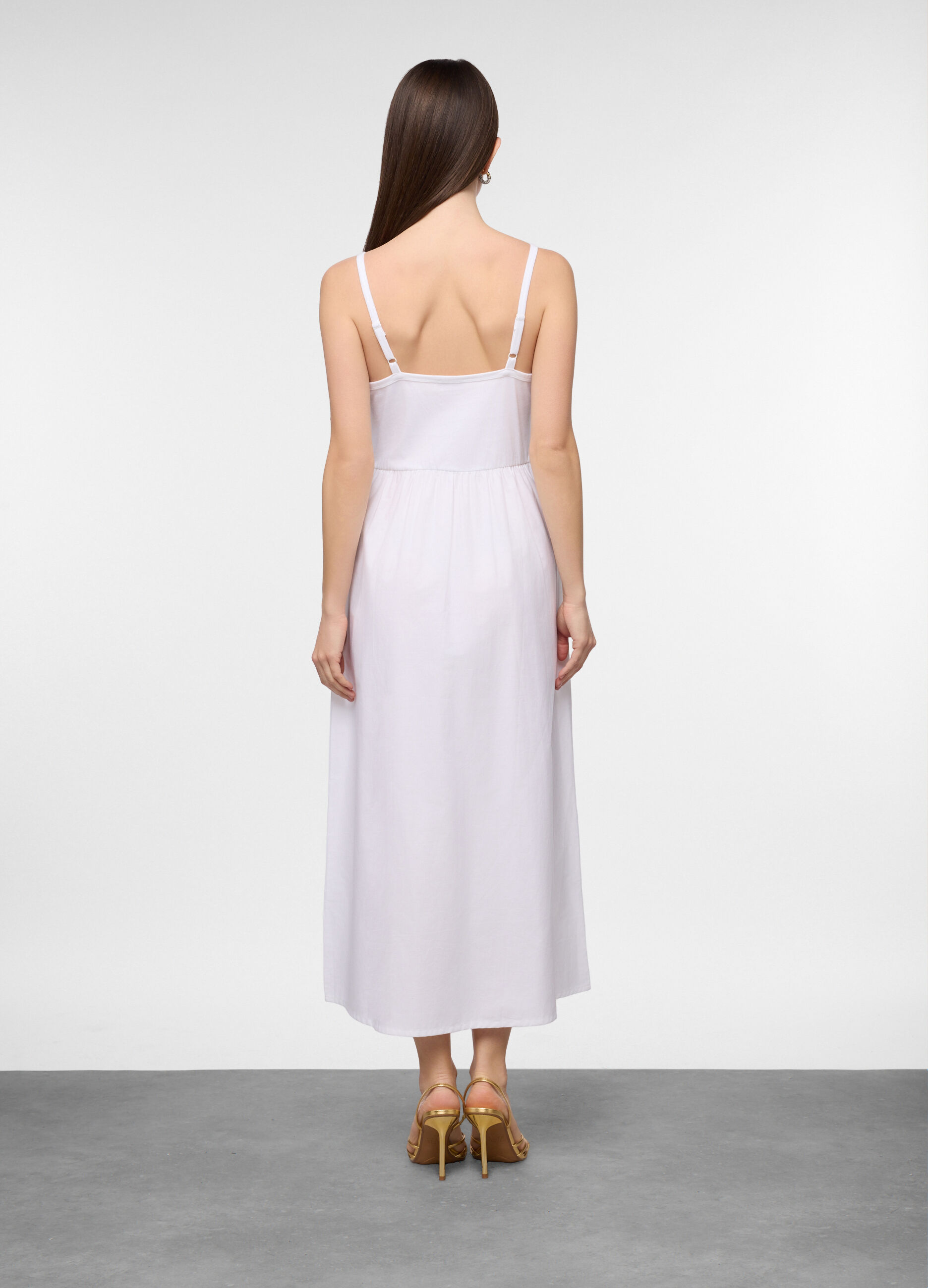 Abito lungo in popeline di puro donna_1