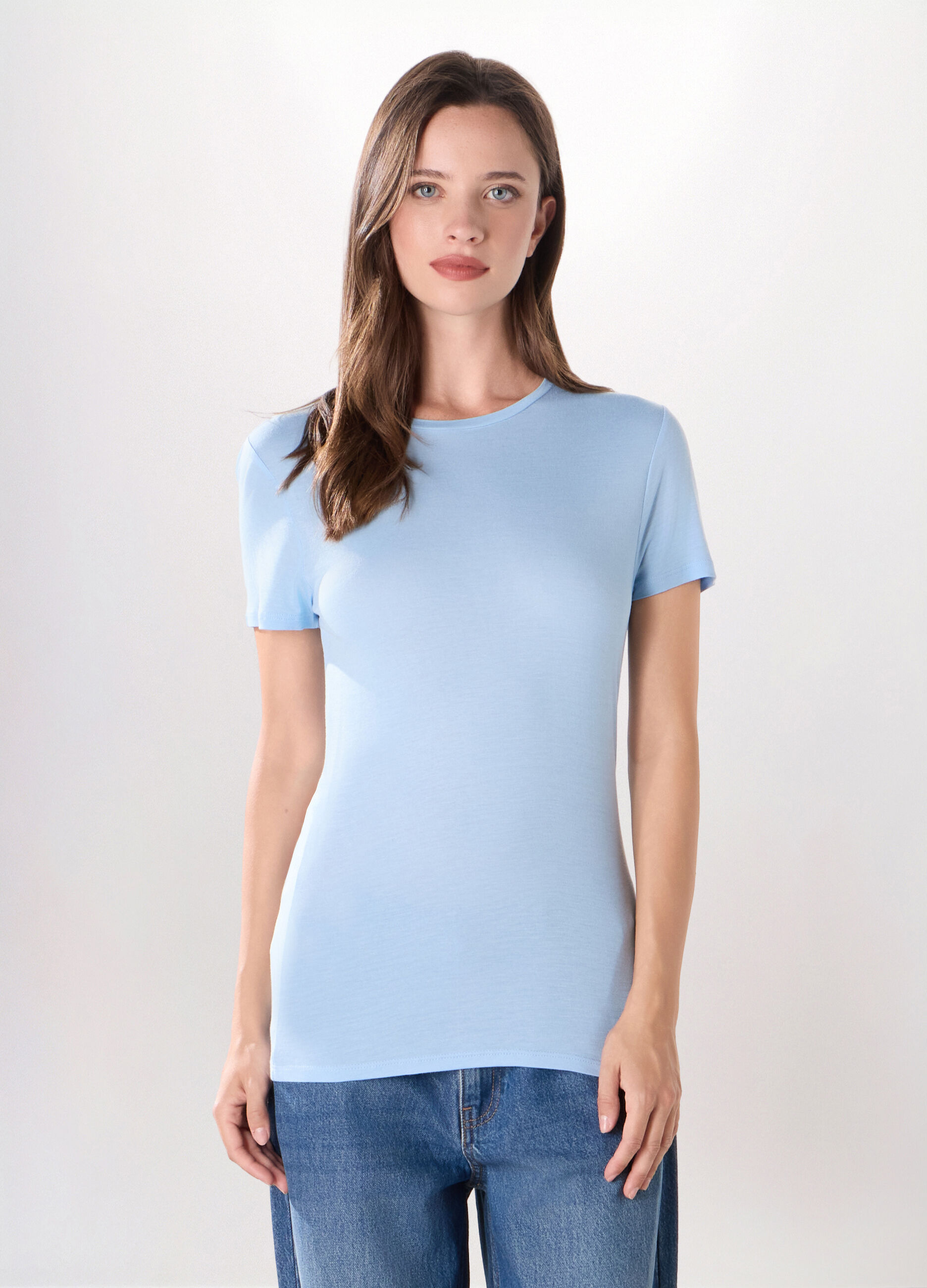 T-shirt in jersey di pura viscosa donna_0