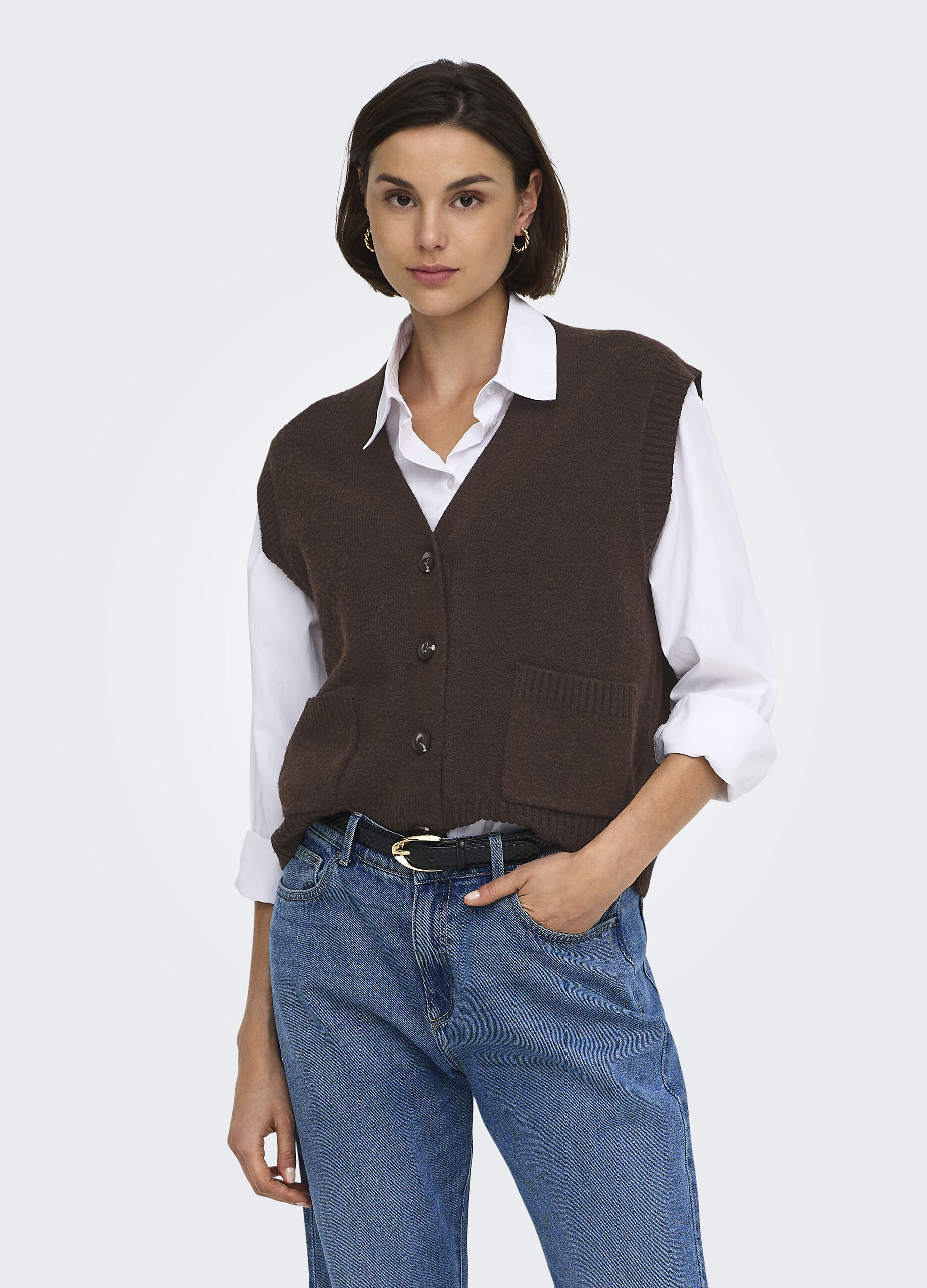 Cardigan in maglia con scollo a V_0