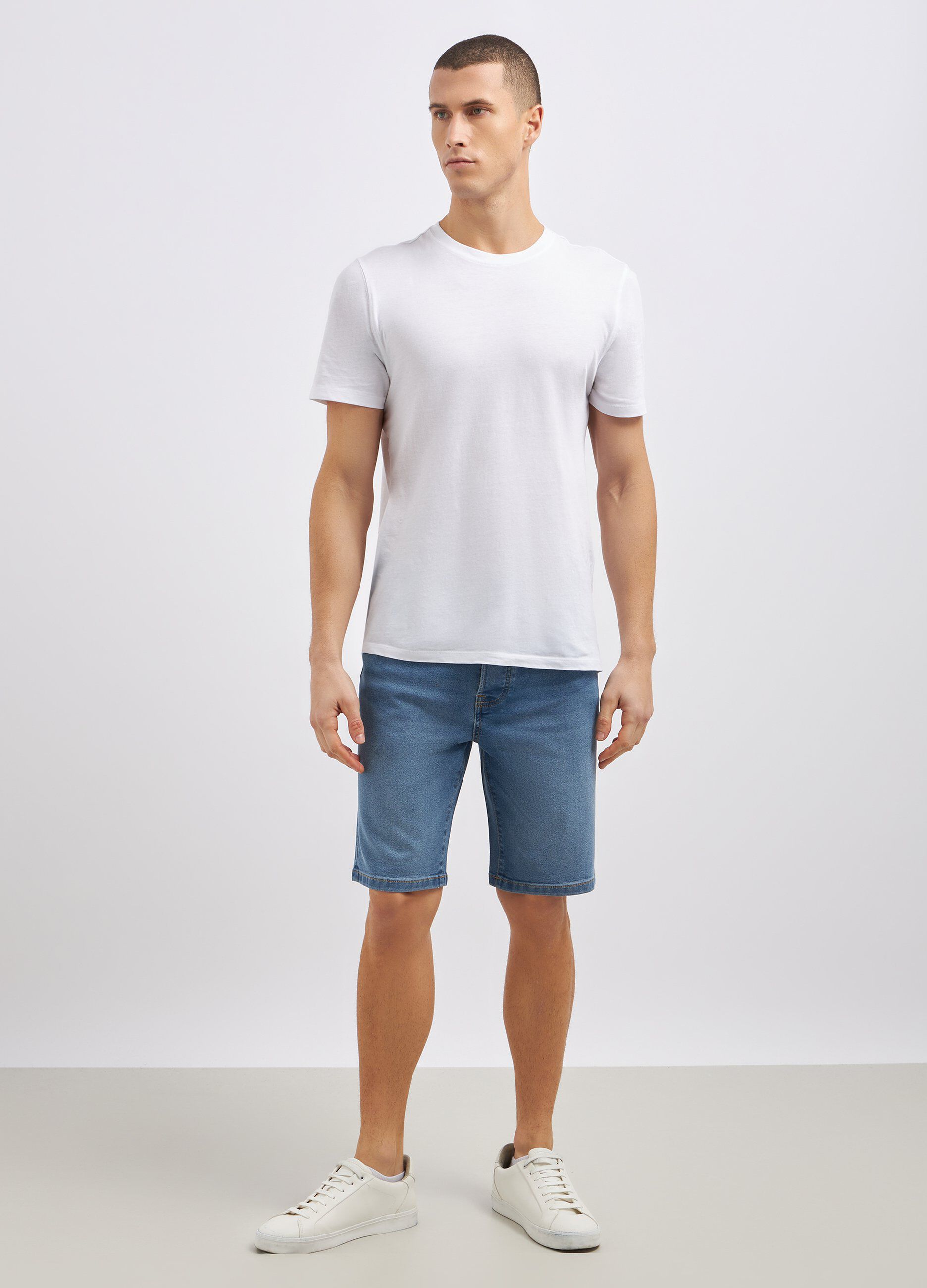 Shorts in denim di misto cotone uomo_0