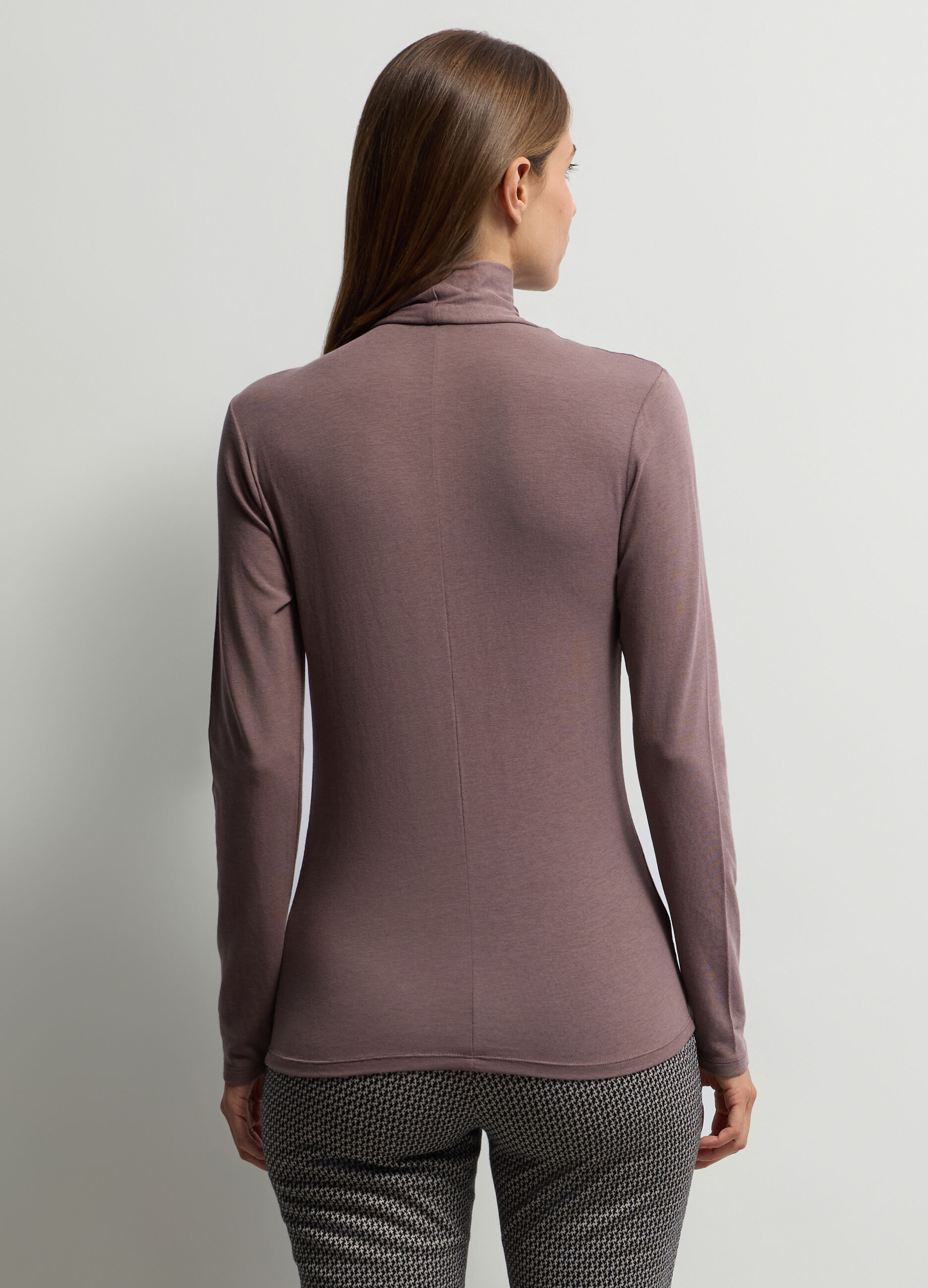 T-shirt con collo alto incrociato Slim Fit donna_1