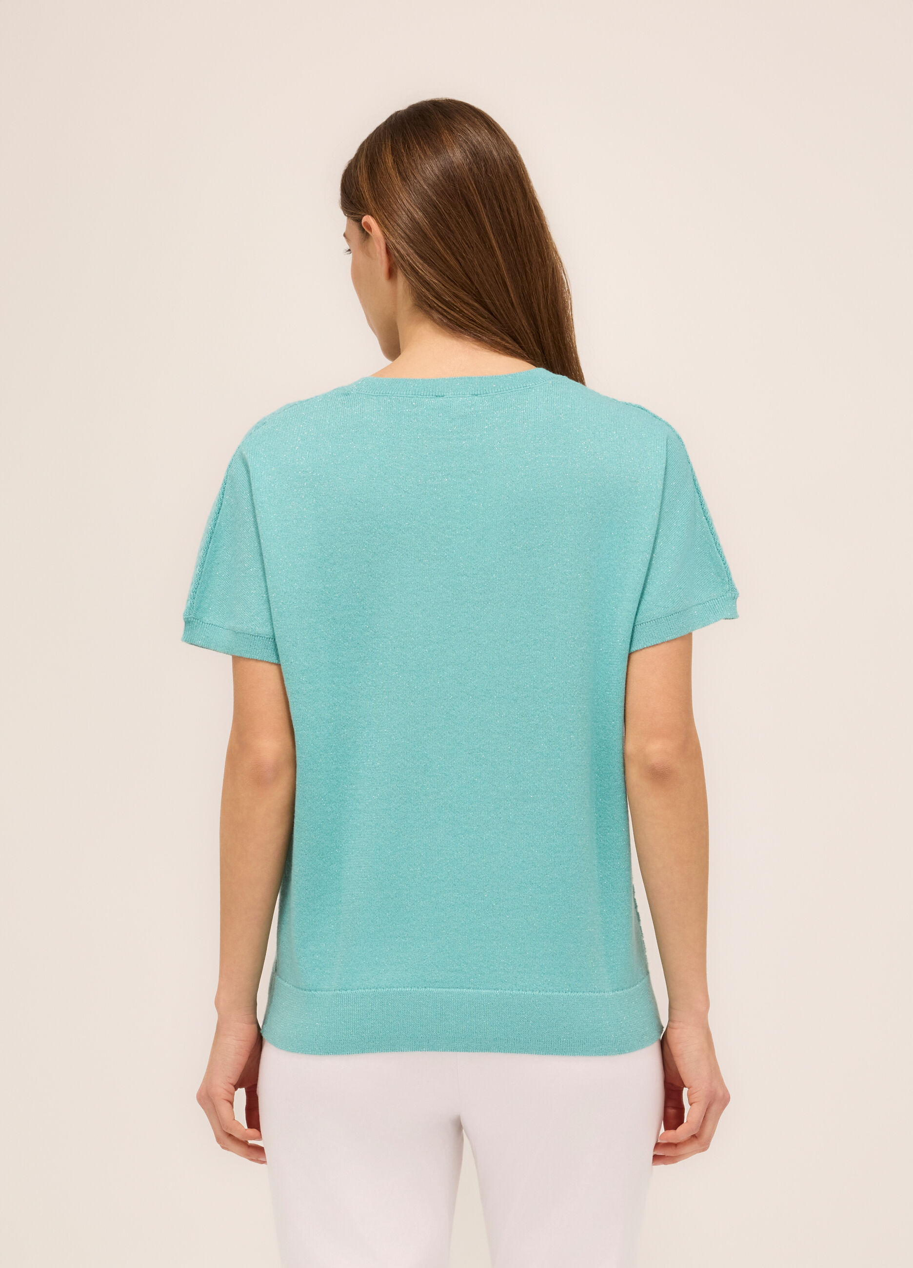 Maglia tricot a maniche corte donna_1