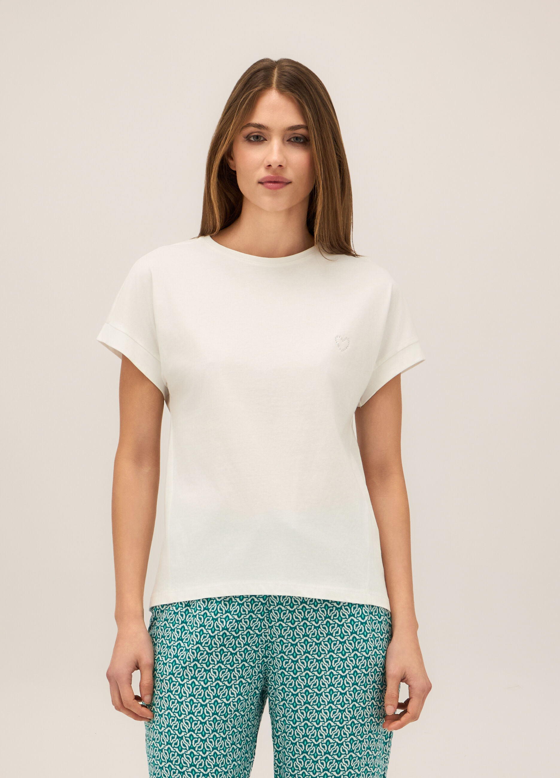T-shirt in jersey di puro cotone donna_0