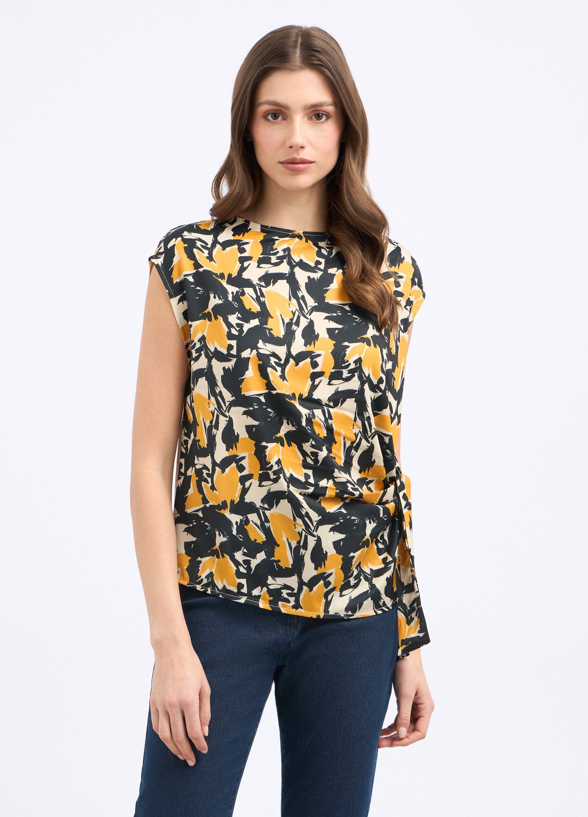 T-shirt in misto viscosa con nodo laterale donna