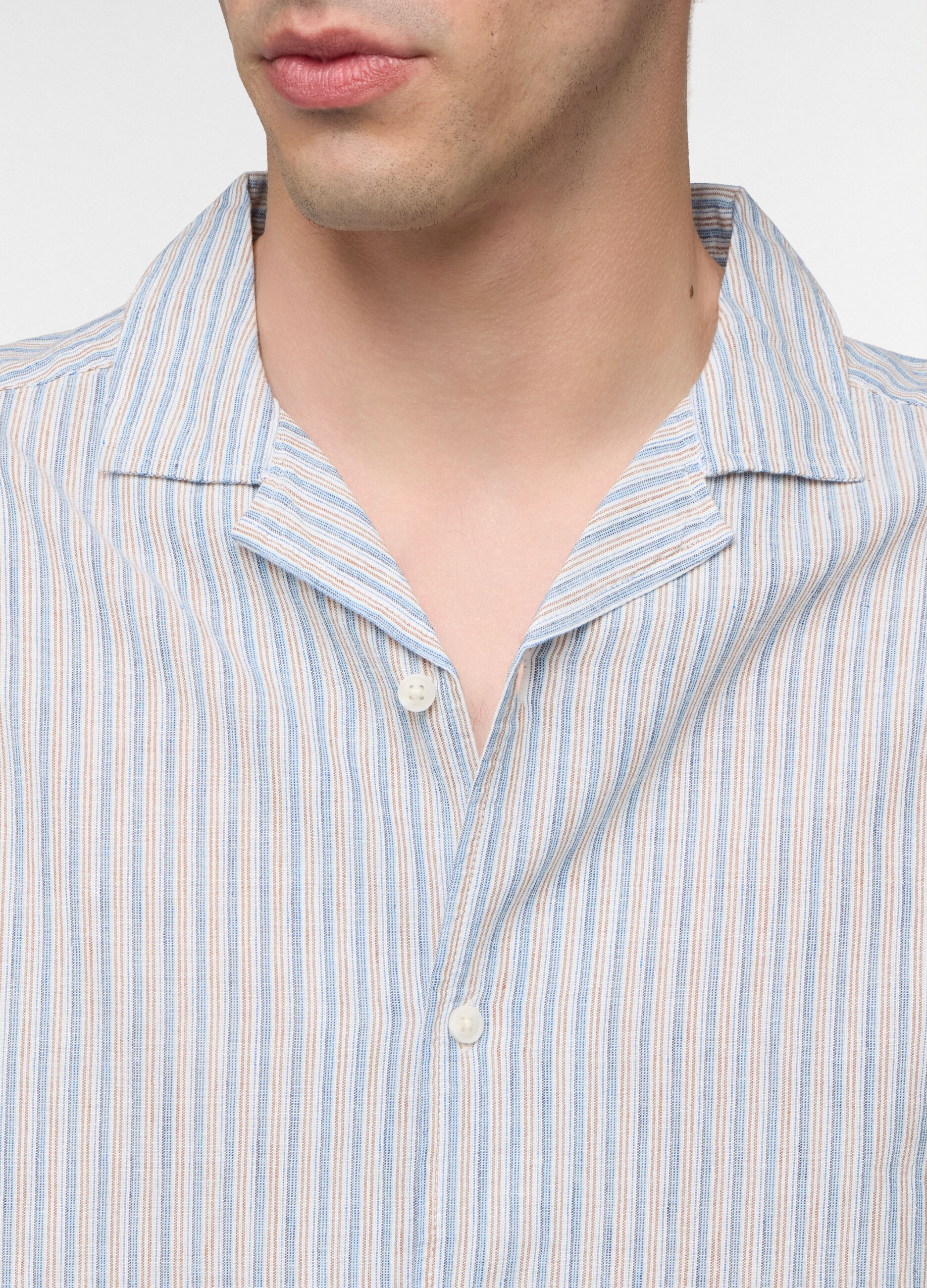 Camicia a maniche corte in cotone e lino uomo_2