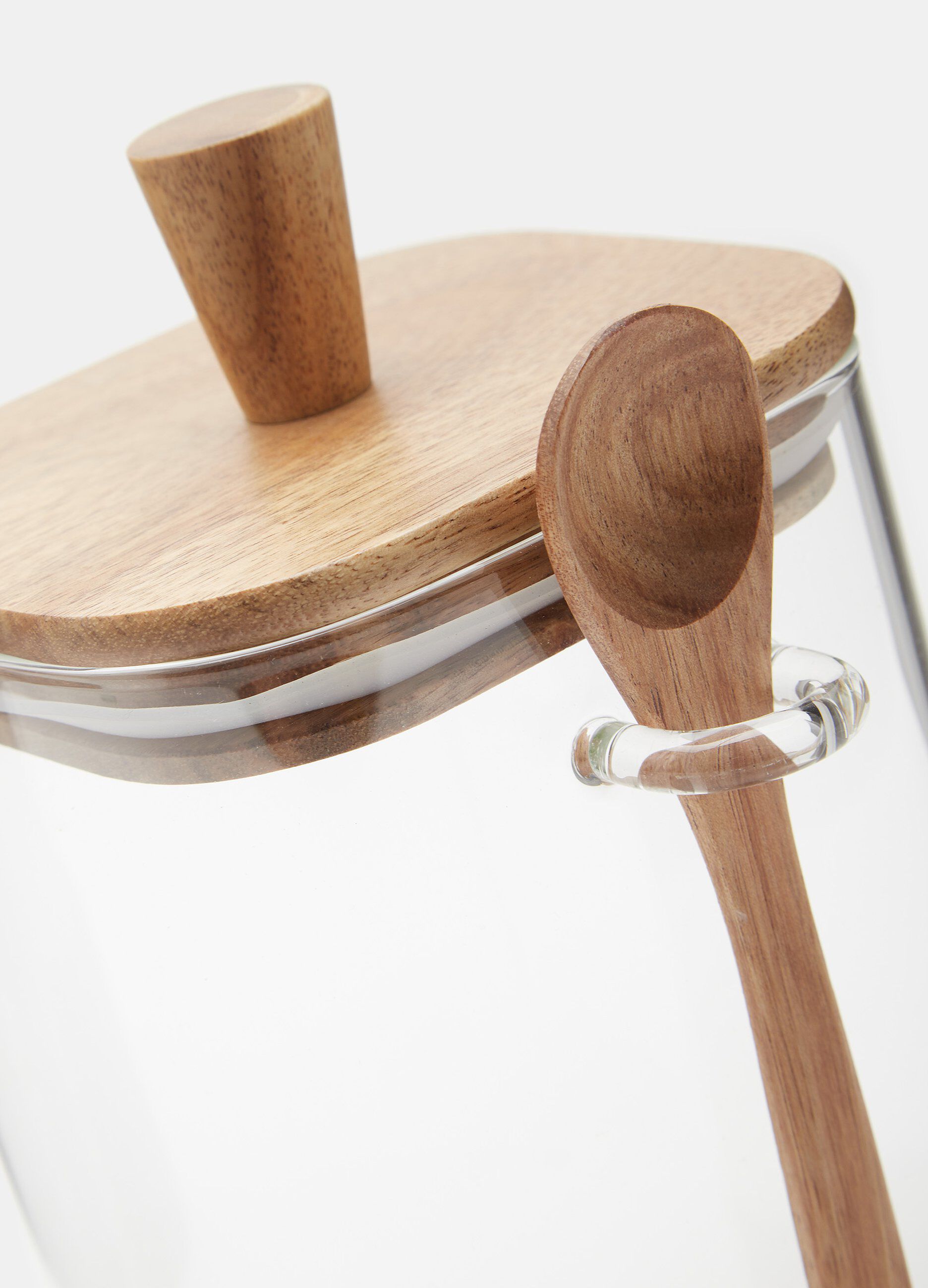 Vasetto in vetro con cucchiaio in acacia