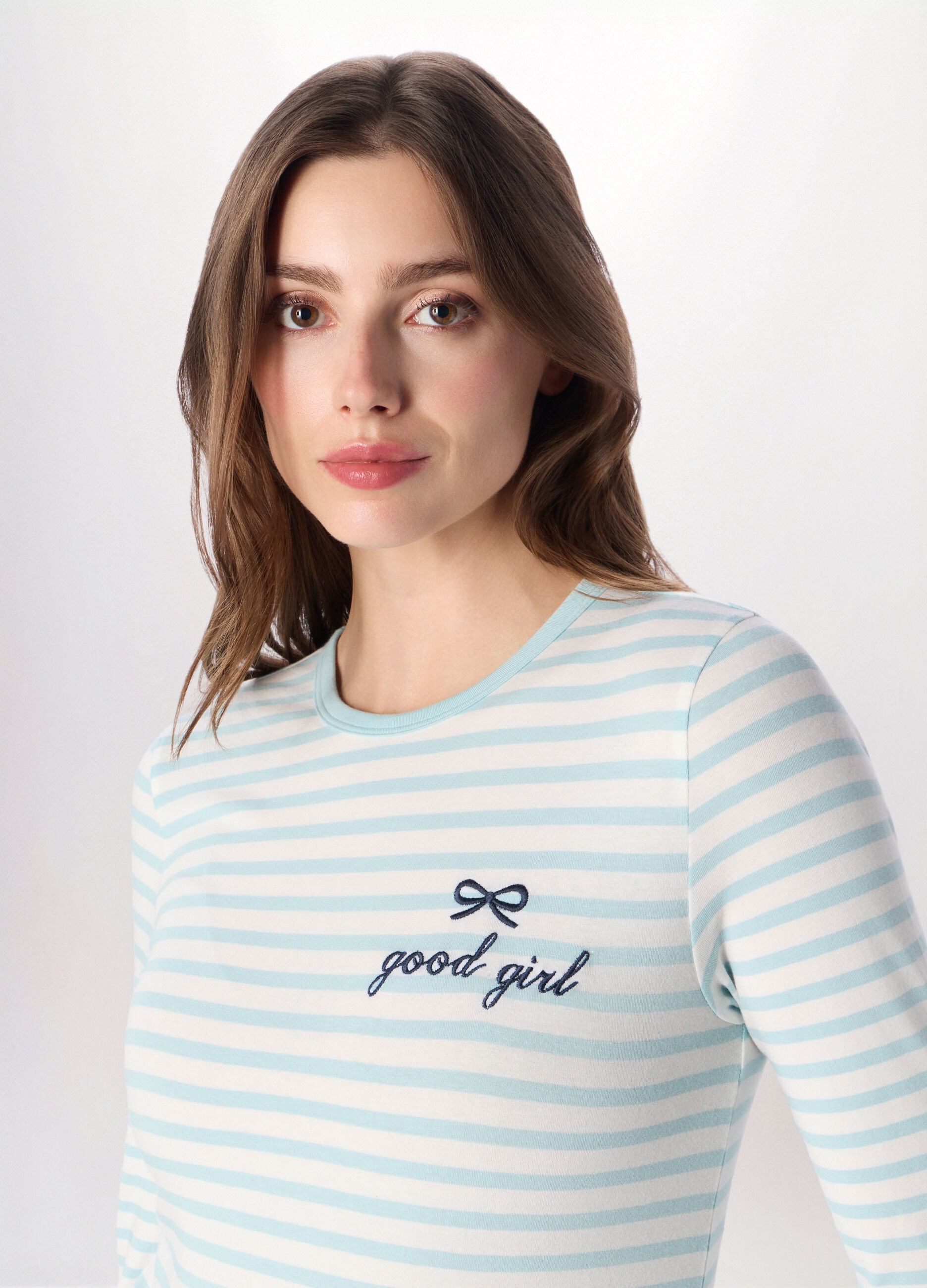 T-shirt in jersey di cotone stretch donna_2