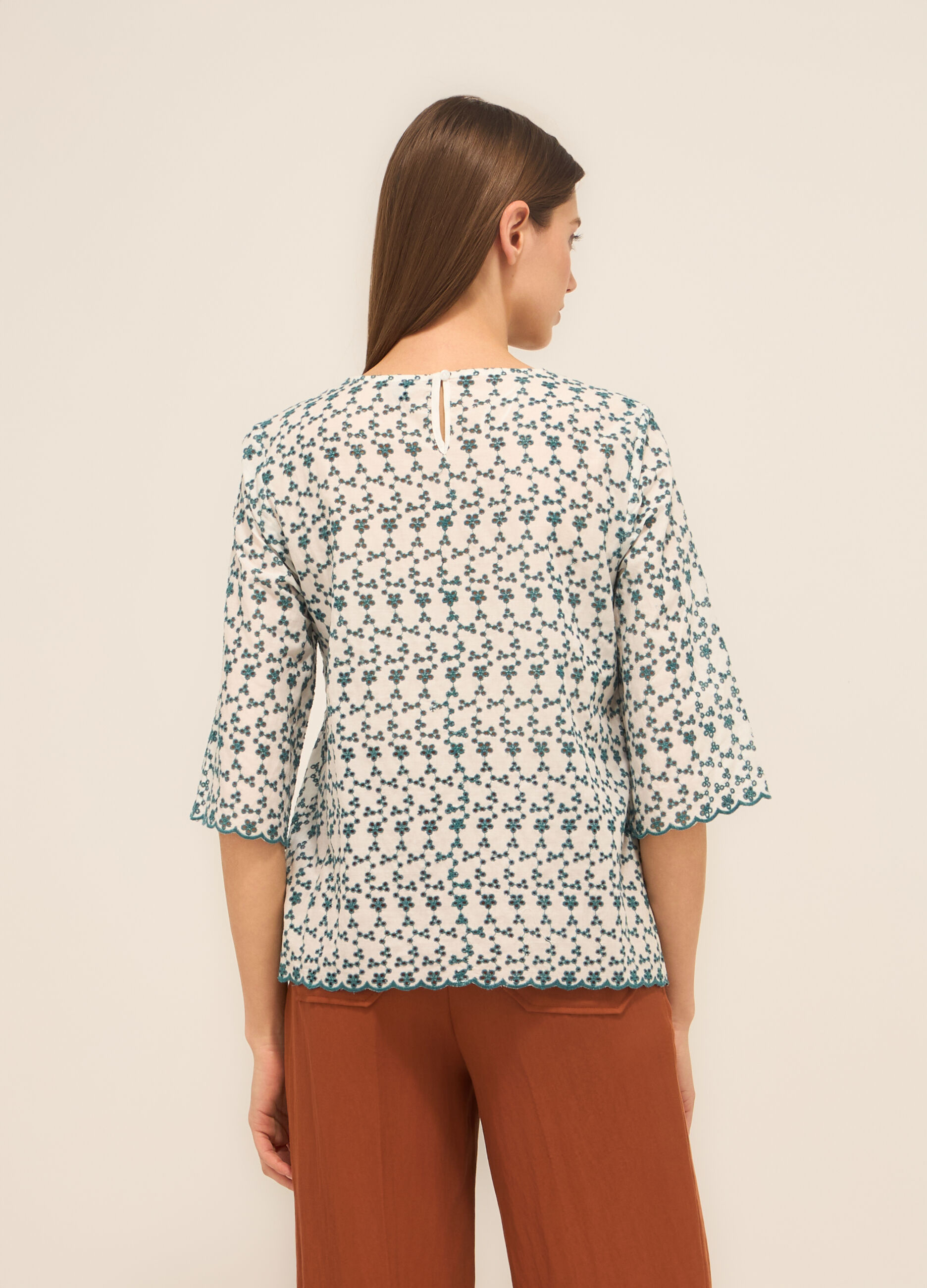 Blusa in puro cotone con ricami donna_1