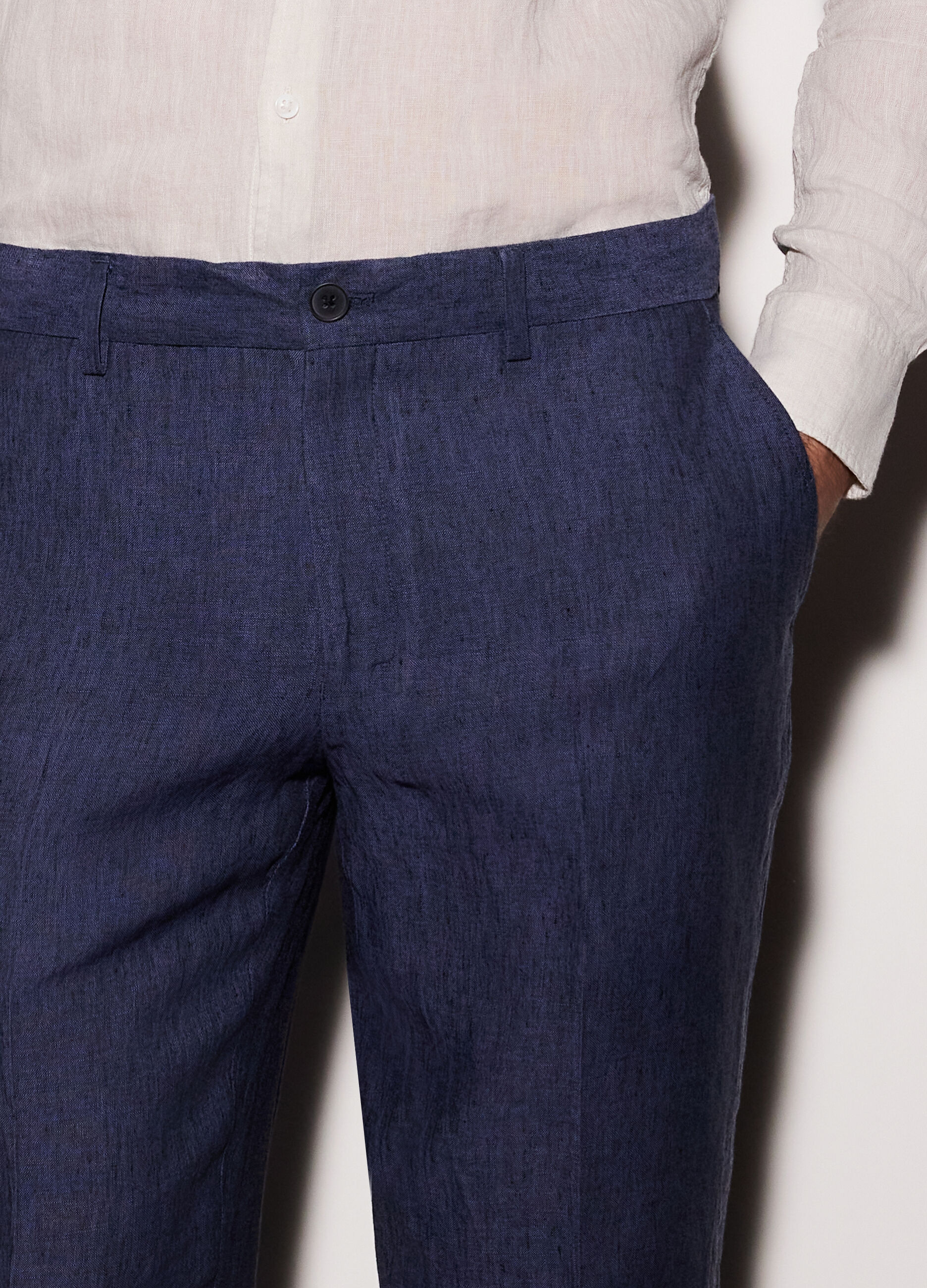 Pantaloni chino slim fit in lino uomo_2