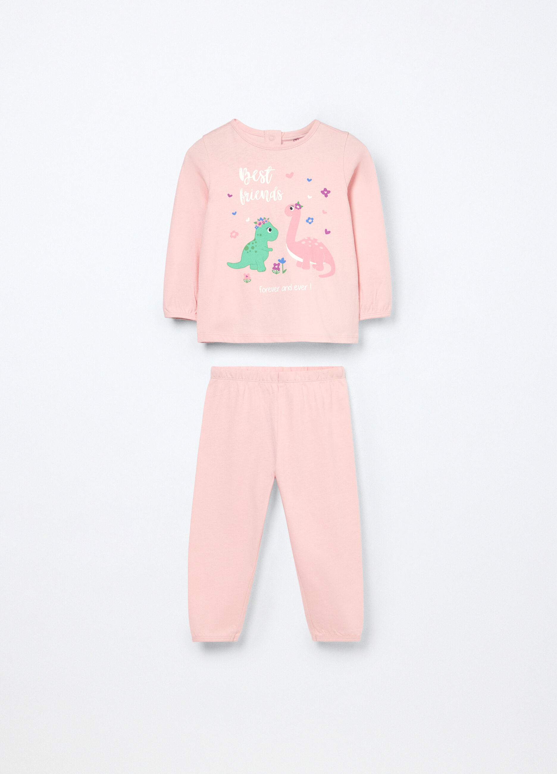 Set pigiama lungo in jersey di puro cotone neonata_0