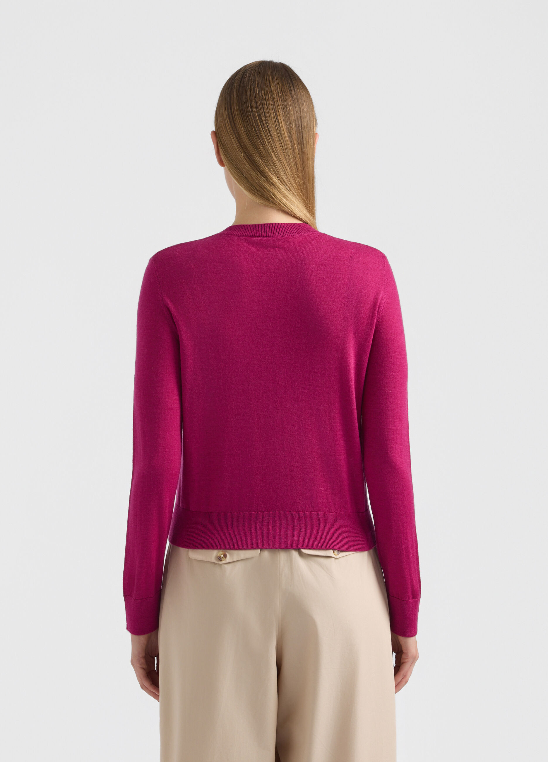 Cardigan girocollo rasato donna_2